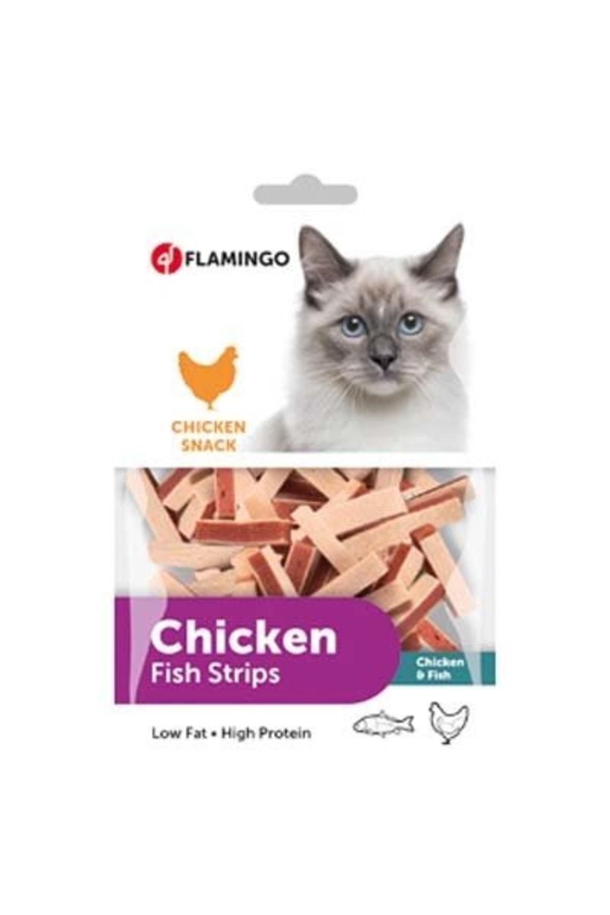 تشویقی گربه ساندویچی فلامینگو Flamingo با مرغ و ماهی، ۸۵ گرم