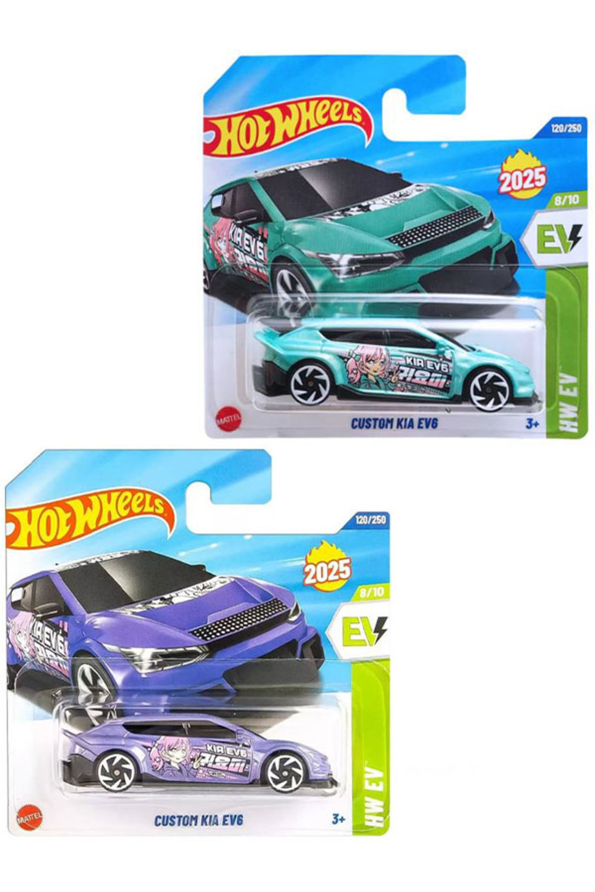 ماشین اسباب بازی 2 خودرو کیا ست سفارشی EV6 بنفش و فیروزه ای 1 64 از ترکیه HOT WHEELS