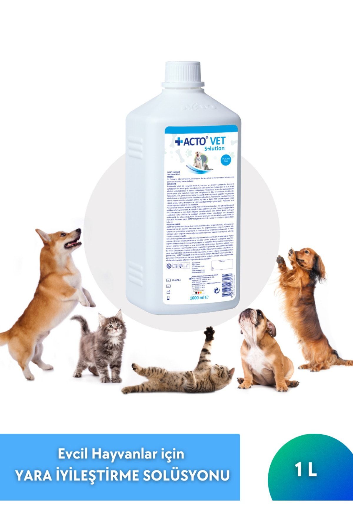 محلول بهبود زخم حیوانات خانگی اکتو Acto Vet Solution، ۱ لیتر