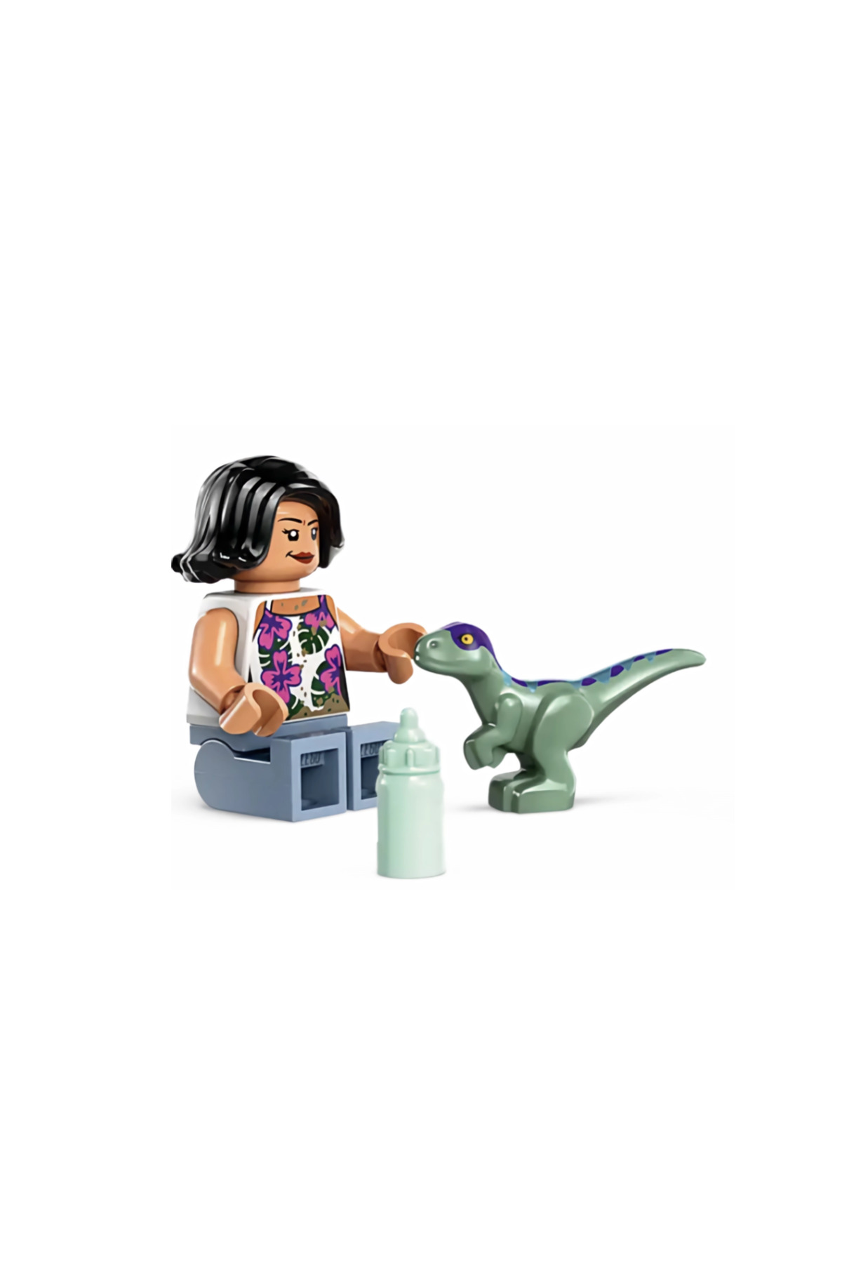 لگو JURASSIC WORLD بطری DINOSAUR VELOCIRAPTOR BABY SAMMY GREEN MINIFIGURES اصلی اورجینال LEGO