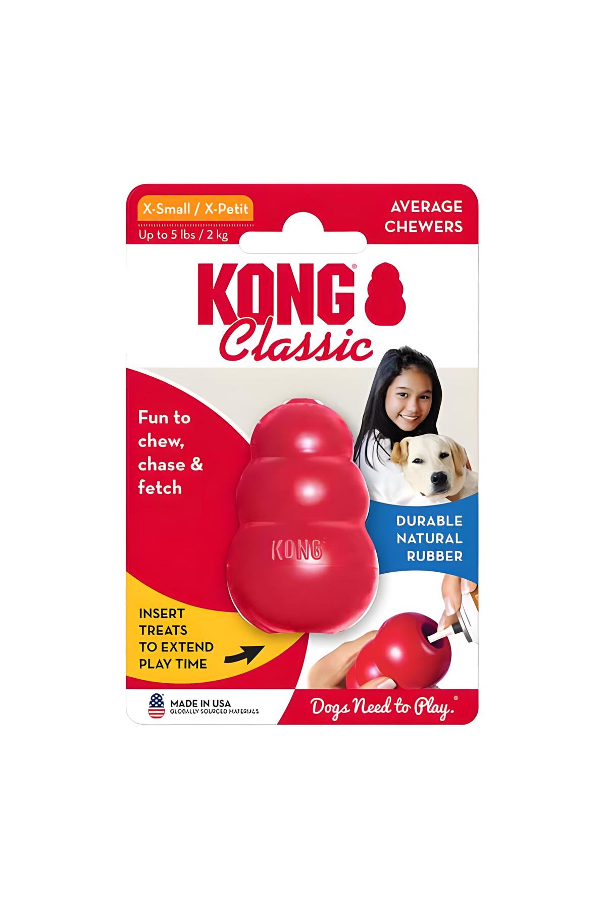 اسباب‌بازی جویدنی چندمنظوره سگ کنگ Kong Classic سایز S قرمز