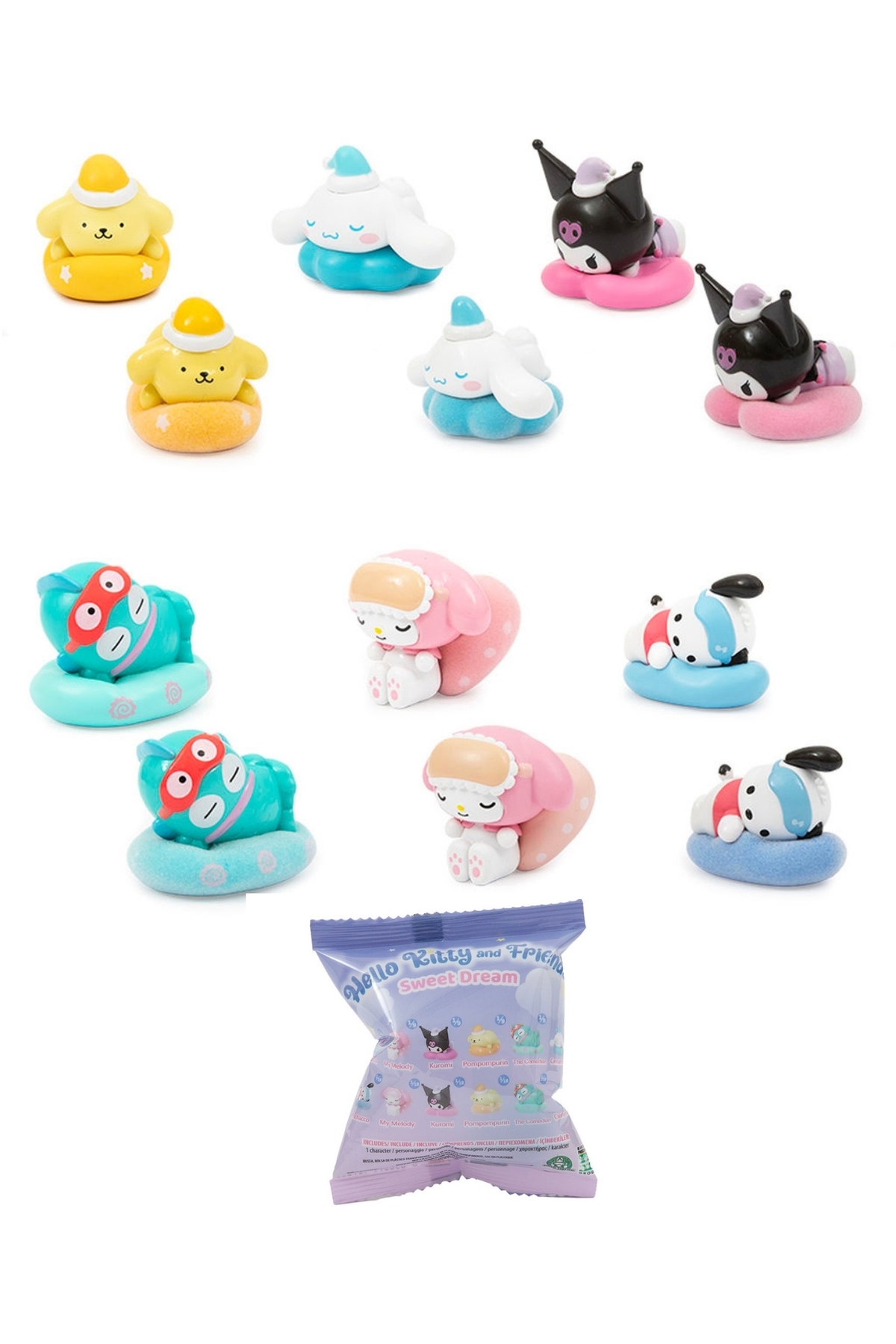 اسباب بازی های فیگور دیگر KUROMI MY MELODI CINNAMOROLL SANRIO AND FRIENDS 3D SWEET SLEEP SURPRISE FIGURE 1 PIECE GIOCHI PREZIOSI