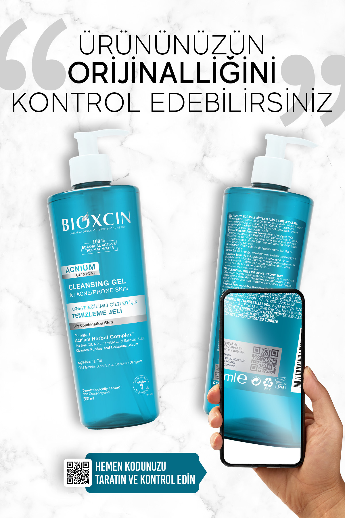 ژل شستشوی صورت کنترل کننده سبوم Acnium حجم 500 میلی لیتر بیوکسکین Bioxcin