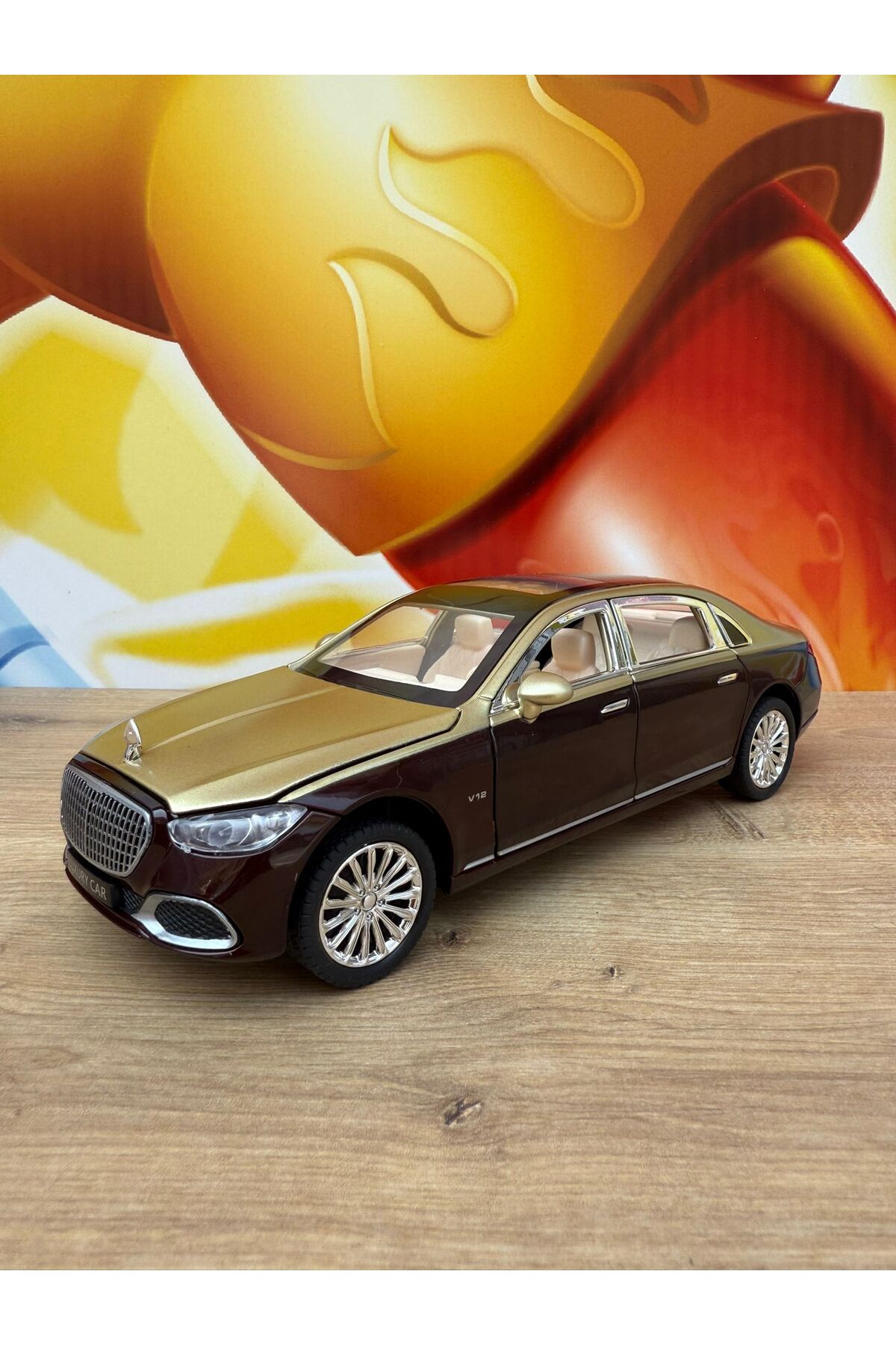 مدل خودرو مرسدس بنز S680 MAYBACH 1 24 DIE CAST METAL CAR OILLUMINATED HORN DOORS درب کاپوت باز می شود از ترکیه scntoys