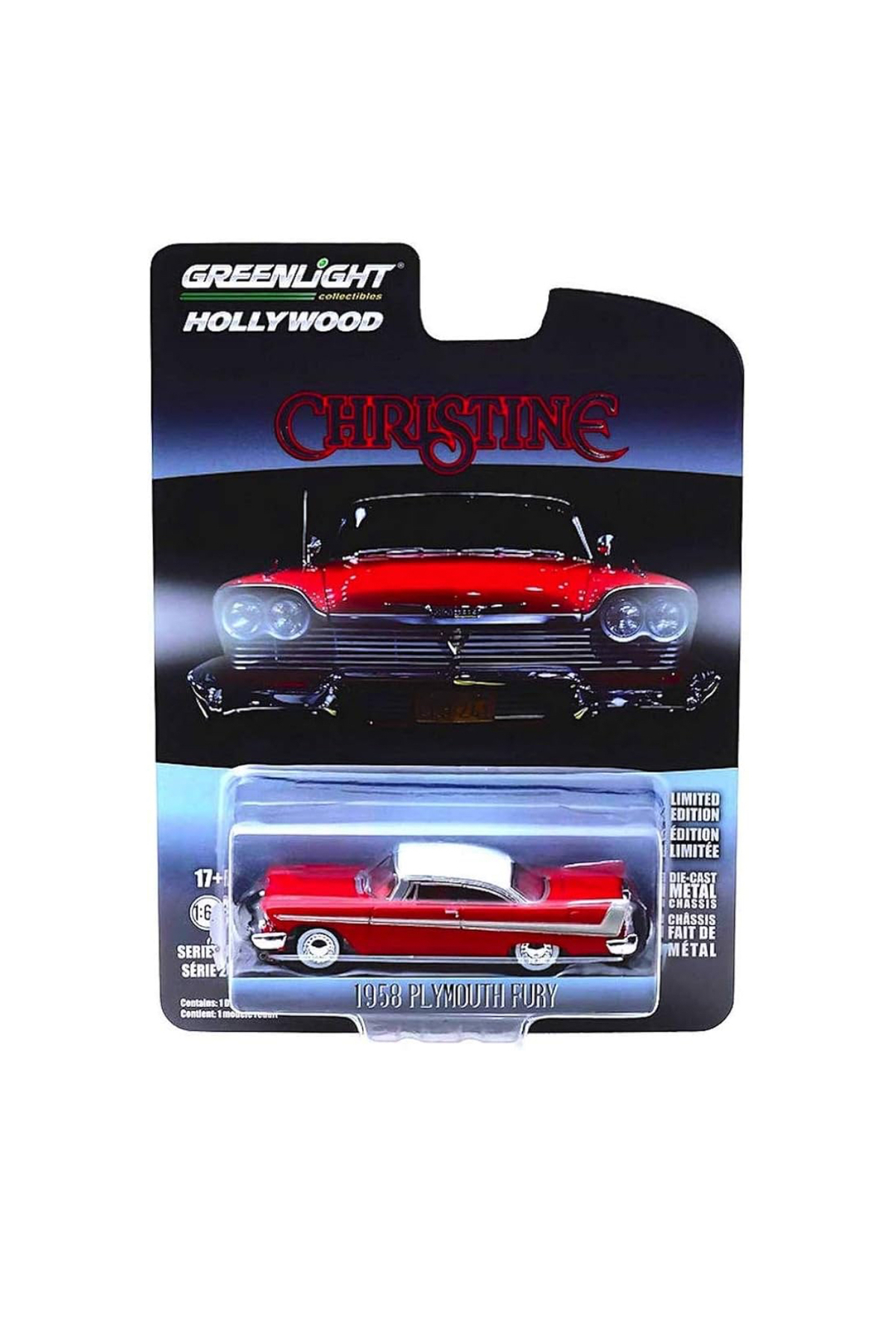 مدل خودرو سری هالیوود – کریستین 1958 PLYMOUTH FURY 1:64 کتاب هدیه خودروی DIECAST CAR SYNOVERSE اورجینال Greenlight