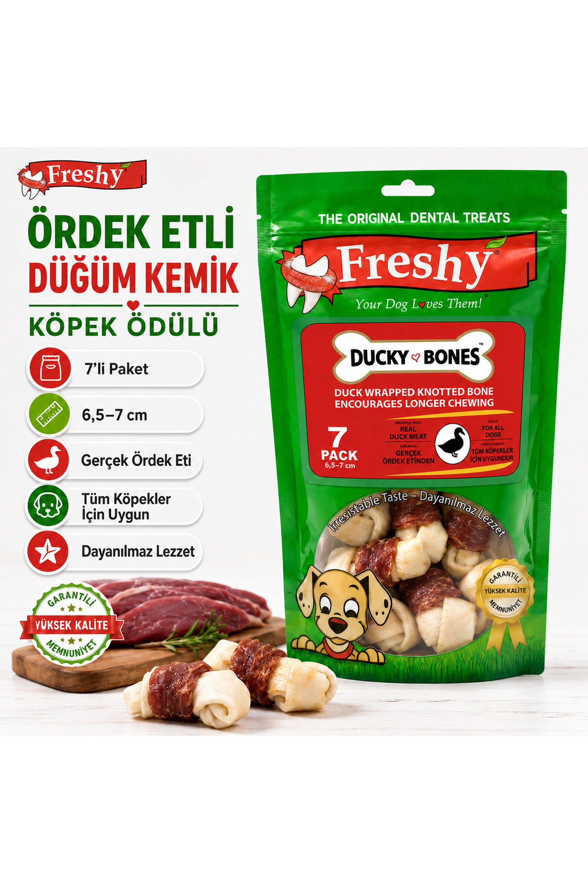 تشویقی استخوانی سگ فرشی Freshy Ducky Bones، ۱۰۰ گرم، ۷ عددی