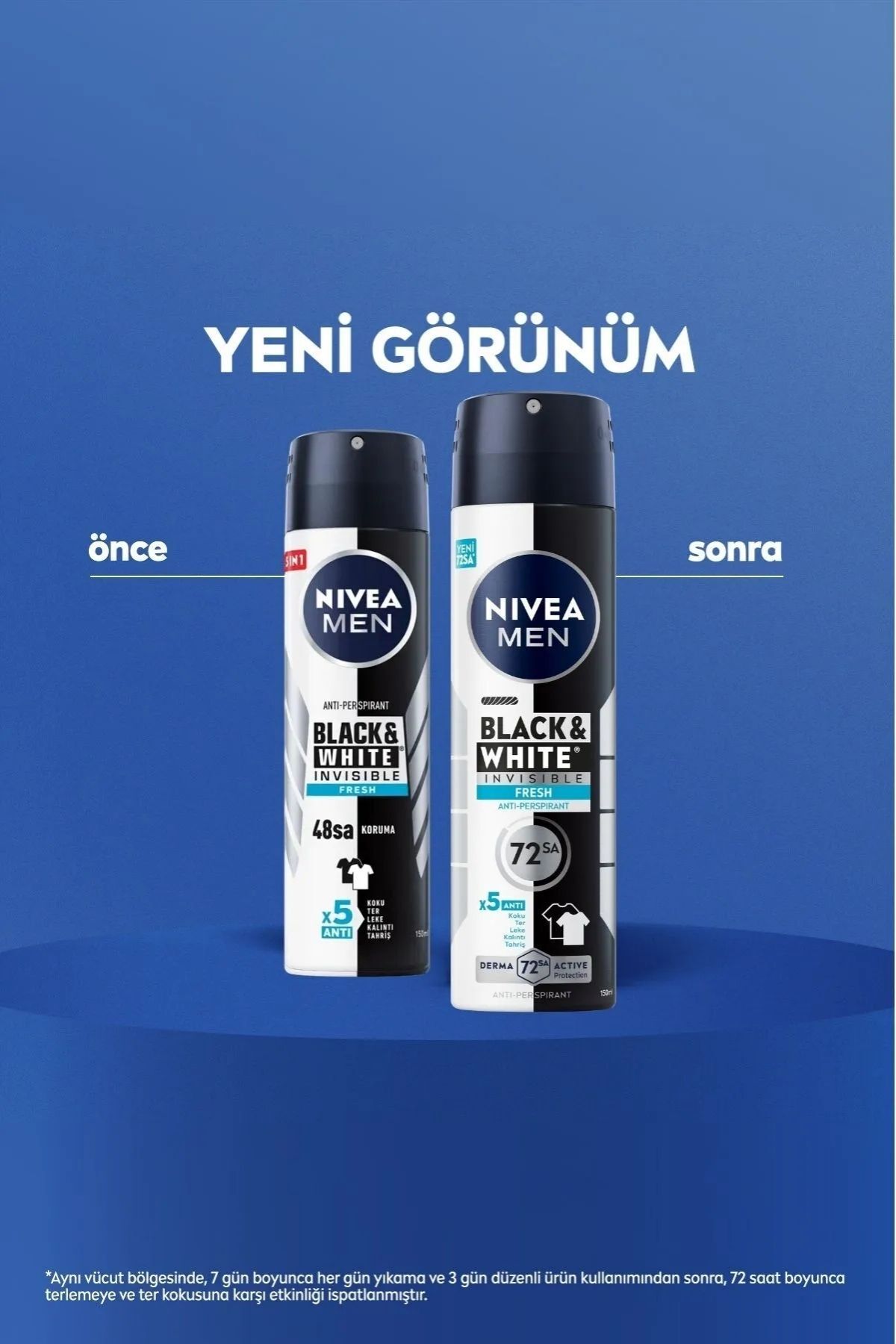 NIVEA ضد تعریق اسپری مردانه سیاه و سفید نامرئی اصلی 150 میلی لیتر x3 عدد، حفاظت ضد تعریق 48 ساعته