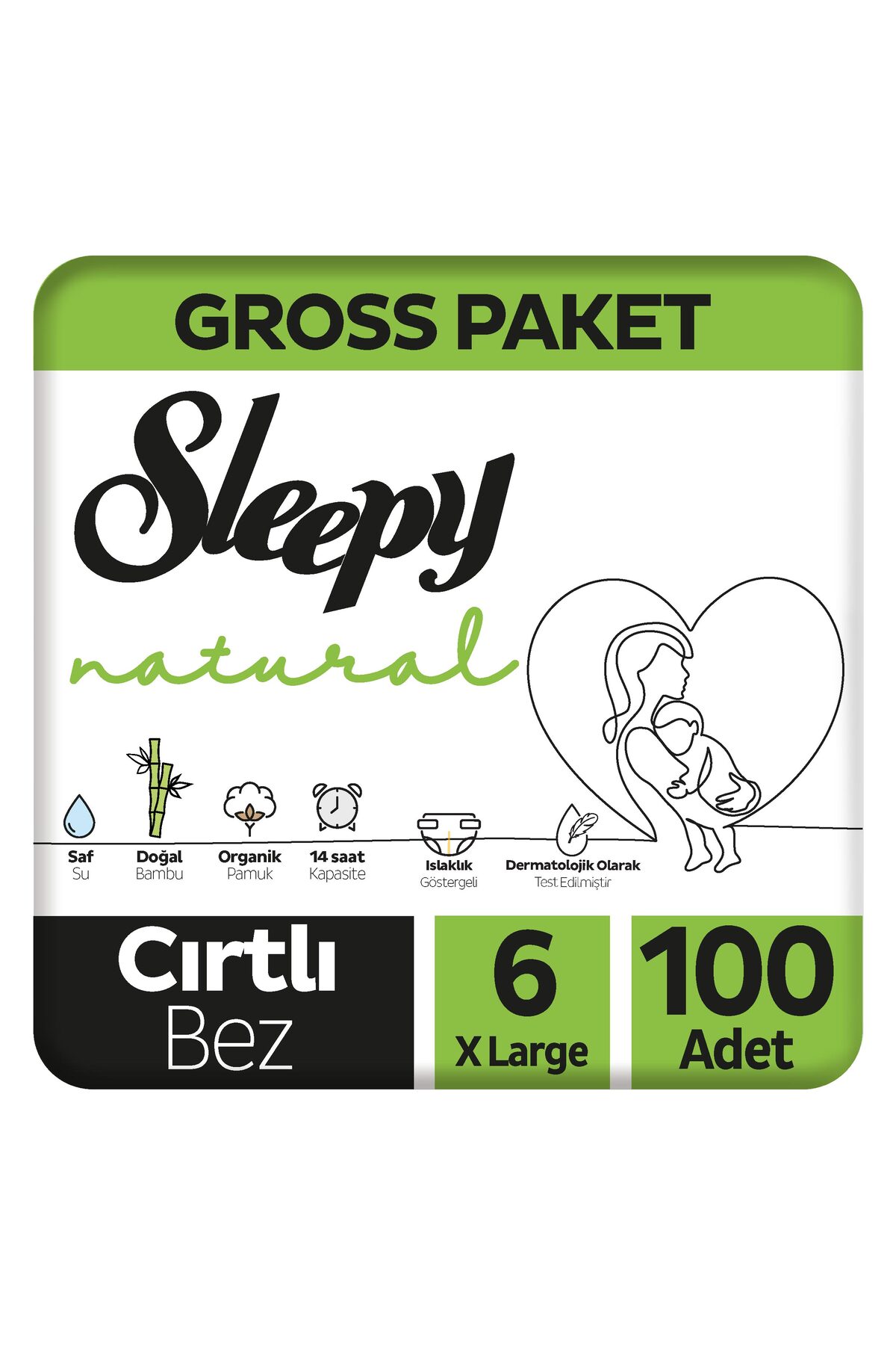 پوشک بچه سایز 6 ایکس لارج 100 عددی پکیج طبیعی گروس اورجینال Sleepy