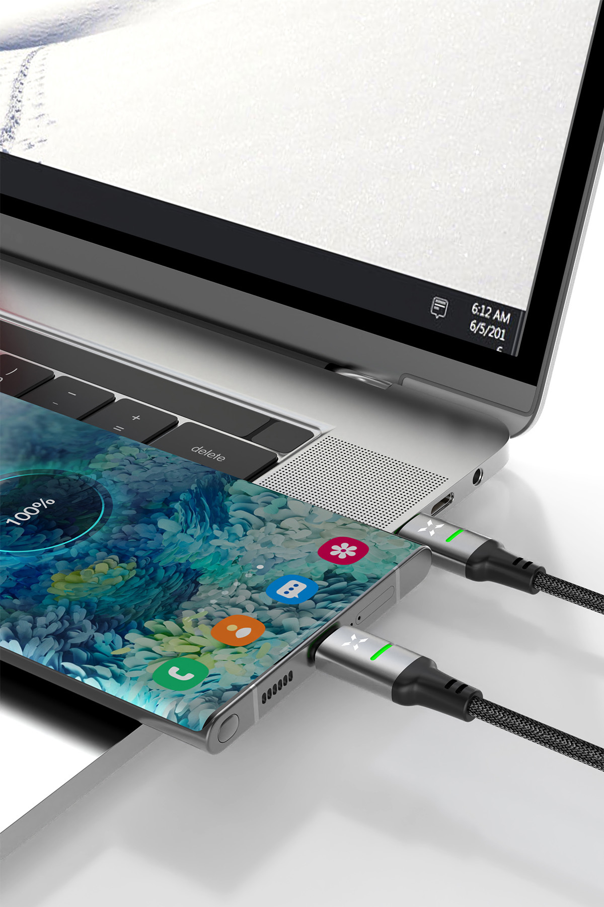 کابل شارژ تایپ‌سی به تایپ‌سی ژنون اسمارت زنون اسمارت Xenon Smart مدل X6422، ۶۰ وات، ۲ متر، خاکستری