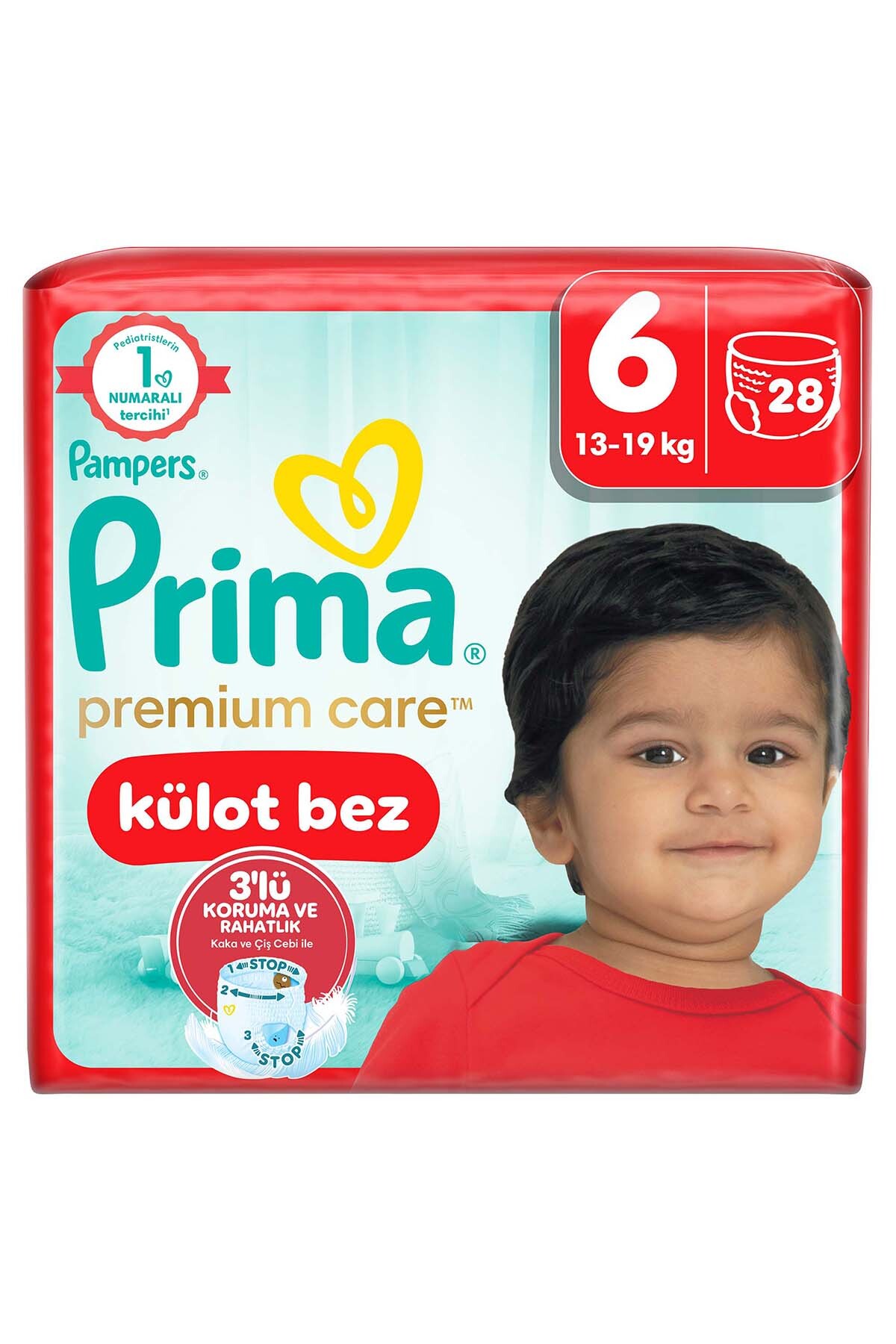 پوشک بچه شورتی CARE PREMIUM سایز 6 28 عددی اورجینال Prima