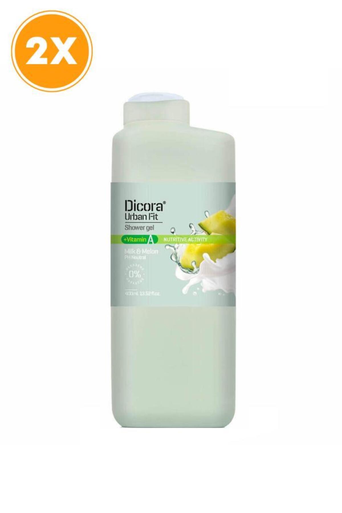 ژل دوش ویتامین A، شیر و خربزه دیکورا اوربان فیت DICORA URBAN FIT، دو عددی، هر بطری ۴۰۰ میلی‌لیتر