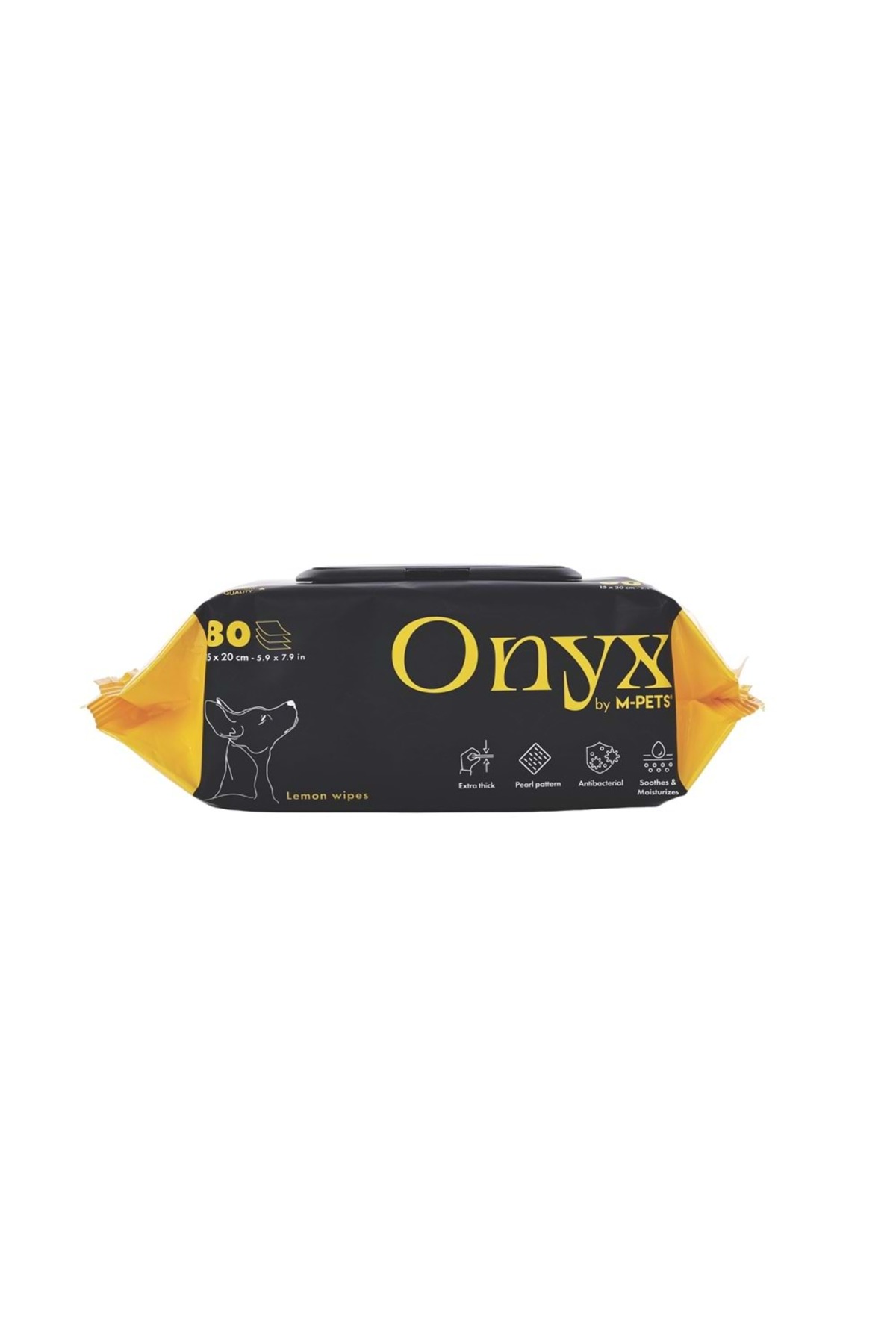 دستمال مرطوب پاک‌کننده گربه و سگ ام‌پتس M-PETS ONYX با رایحه لیمو، ۸۰ عددی