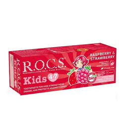 خمیردندان کودک روکس ROCS Kids، طعم تمشک و توت‌فرنگی، مناسب ۴ تا ۷ سال، ۳۵ میلی‌لیتر