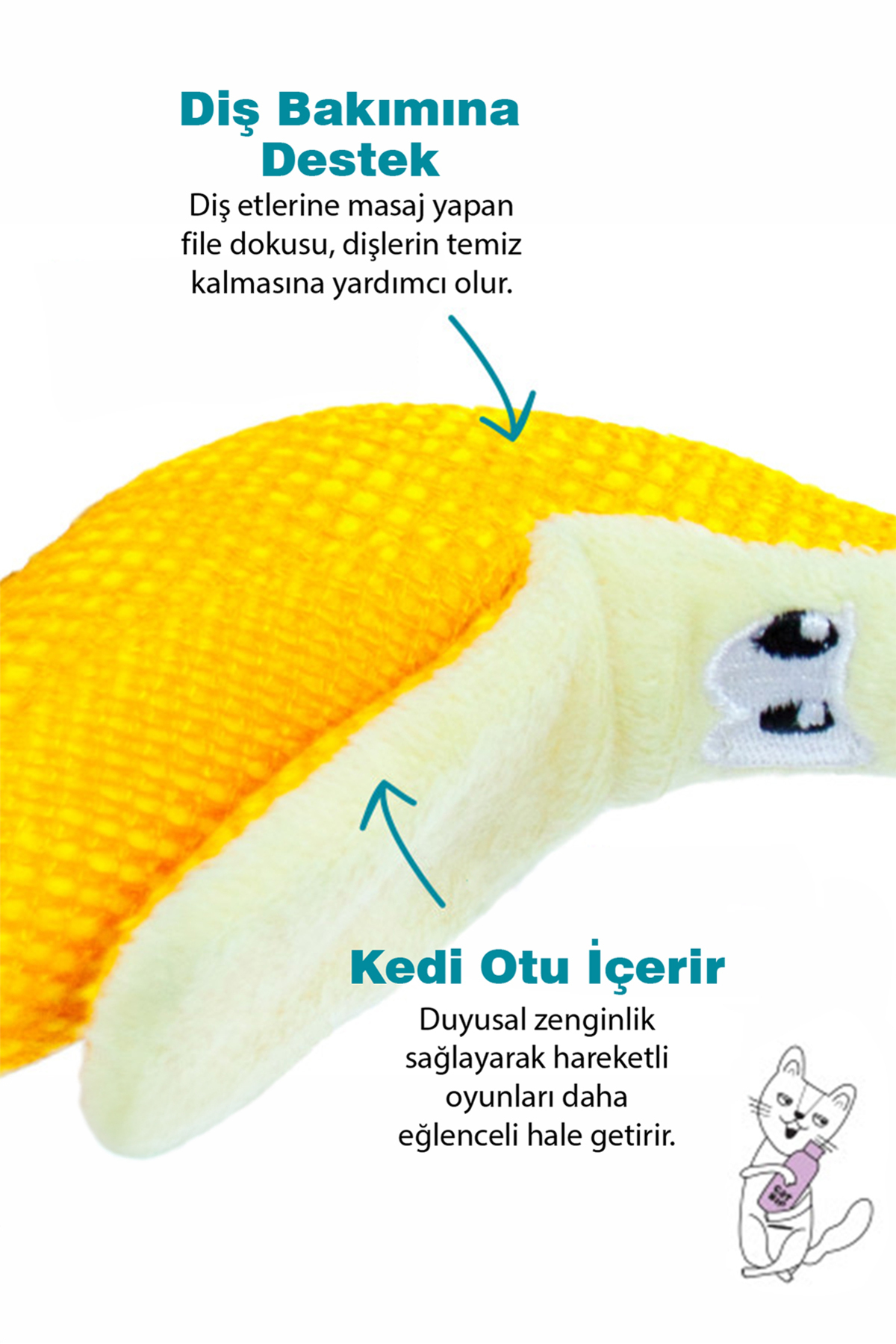 اسباب‌بازی موزی گربه با کت‌نیپ، اوت‌وارد هاوند Outward Hound Catstages Dental زرد