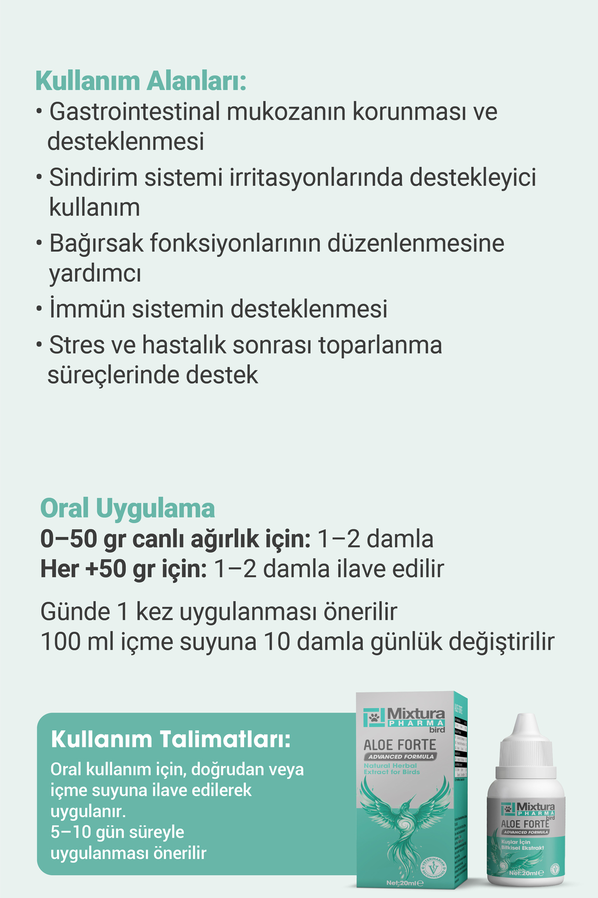 ویتامین پرندگان میکسچورا فارما Mixtura Pharma Aloe Forte Bird