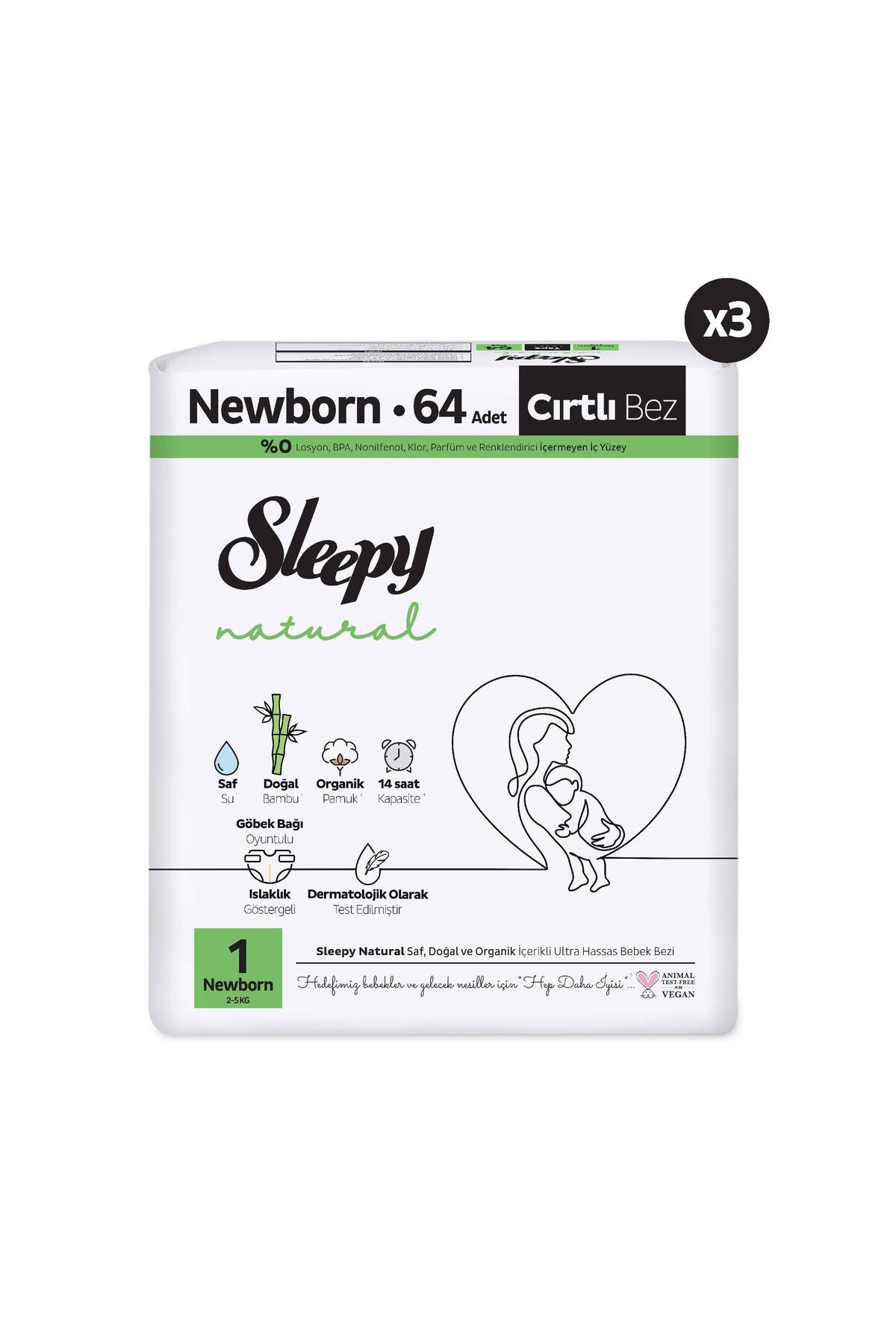پوشک بچه پکیج طبیعی مزیت شماره 1 نوزاد 192 عدد اورجینال Sleepy