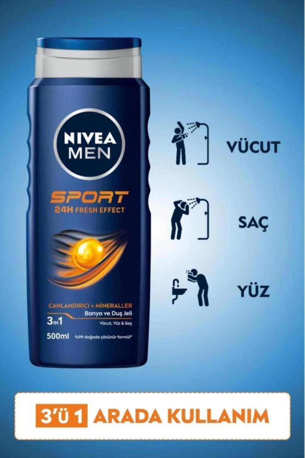 NIVEA ژل حمام ورزشی مردانه 500 میلی لیتر + ضد تعریق مردانه نیویا 50 میلی لیتر