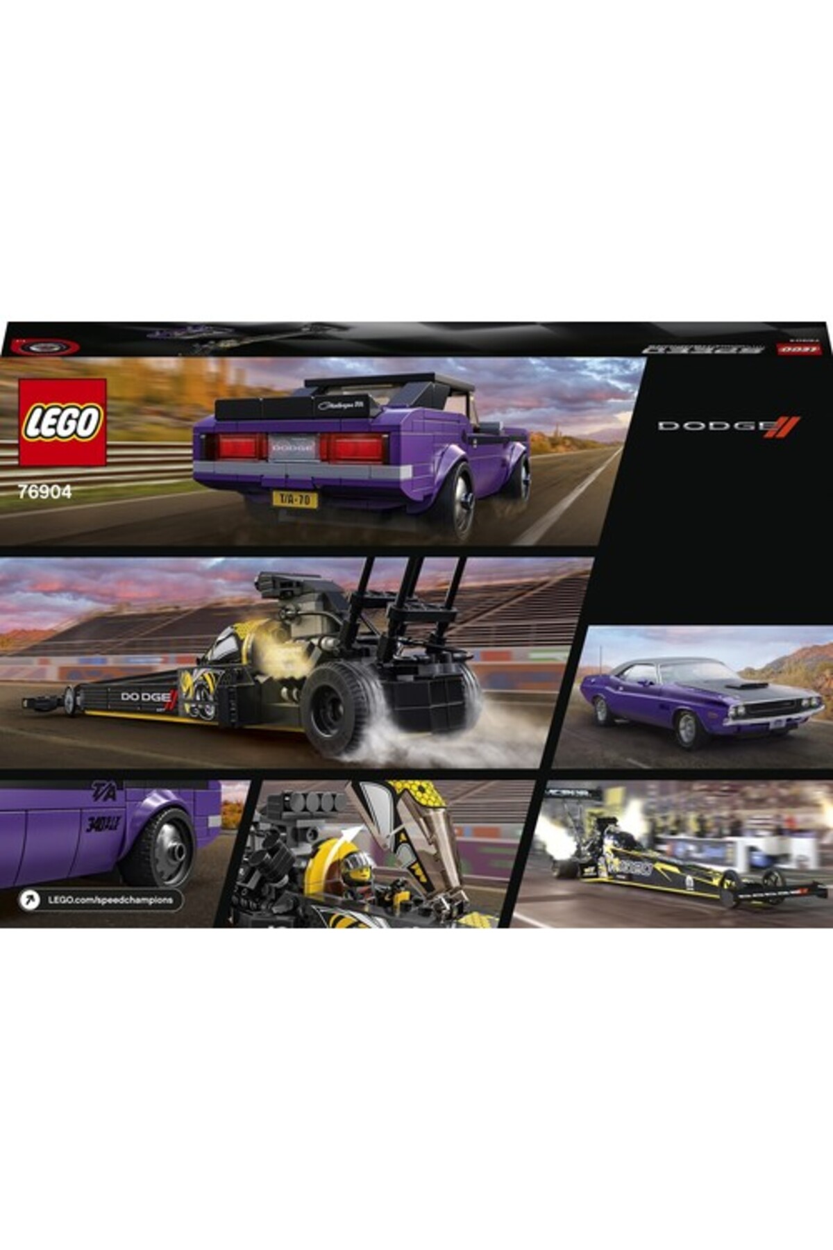 اسباب بازی های آموزشی SPEED ​​MOPAR DODGE SRT TOP FUEL DRAGSTER و 1970 CHALLENGER ​​76904 اورجینال LEGO