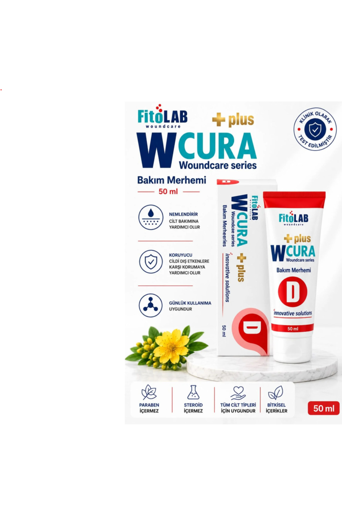 کرم دست مراقبت از زخم W CURA D PLUS 50 گرم WCURA