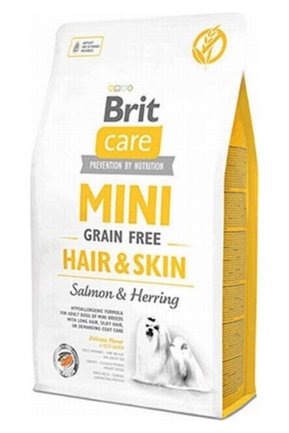 غذای خشک سگ بالغ نژاد کوچک بریت کر Brit Care Mini Hair & Skin، سالمون و بدون غلات، ۲ کیلوگرم