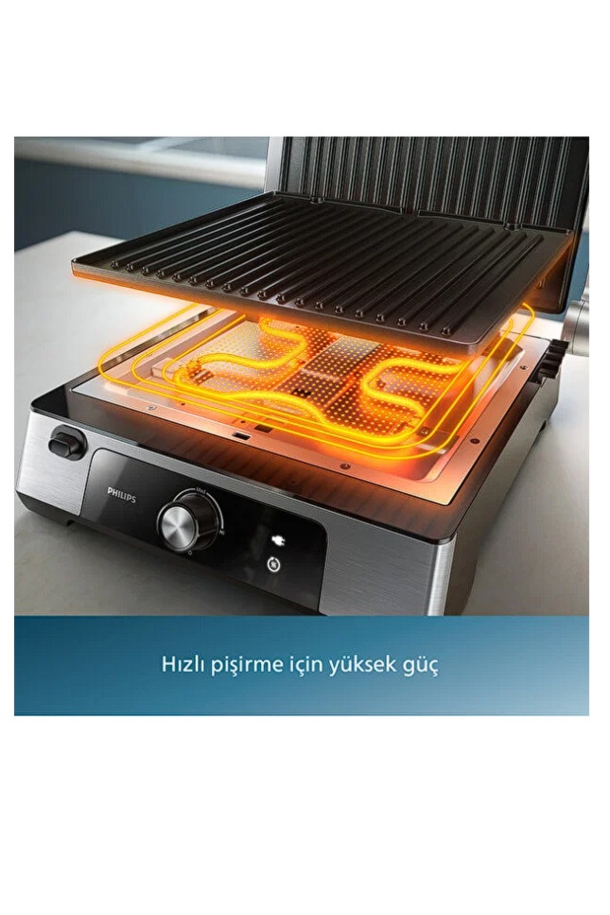 دستگاه ساندویچ و تست گریل توستر سری 5000 درجه حرارت قابل تنظیم سطح بزرگ بالا اورجینال Philips