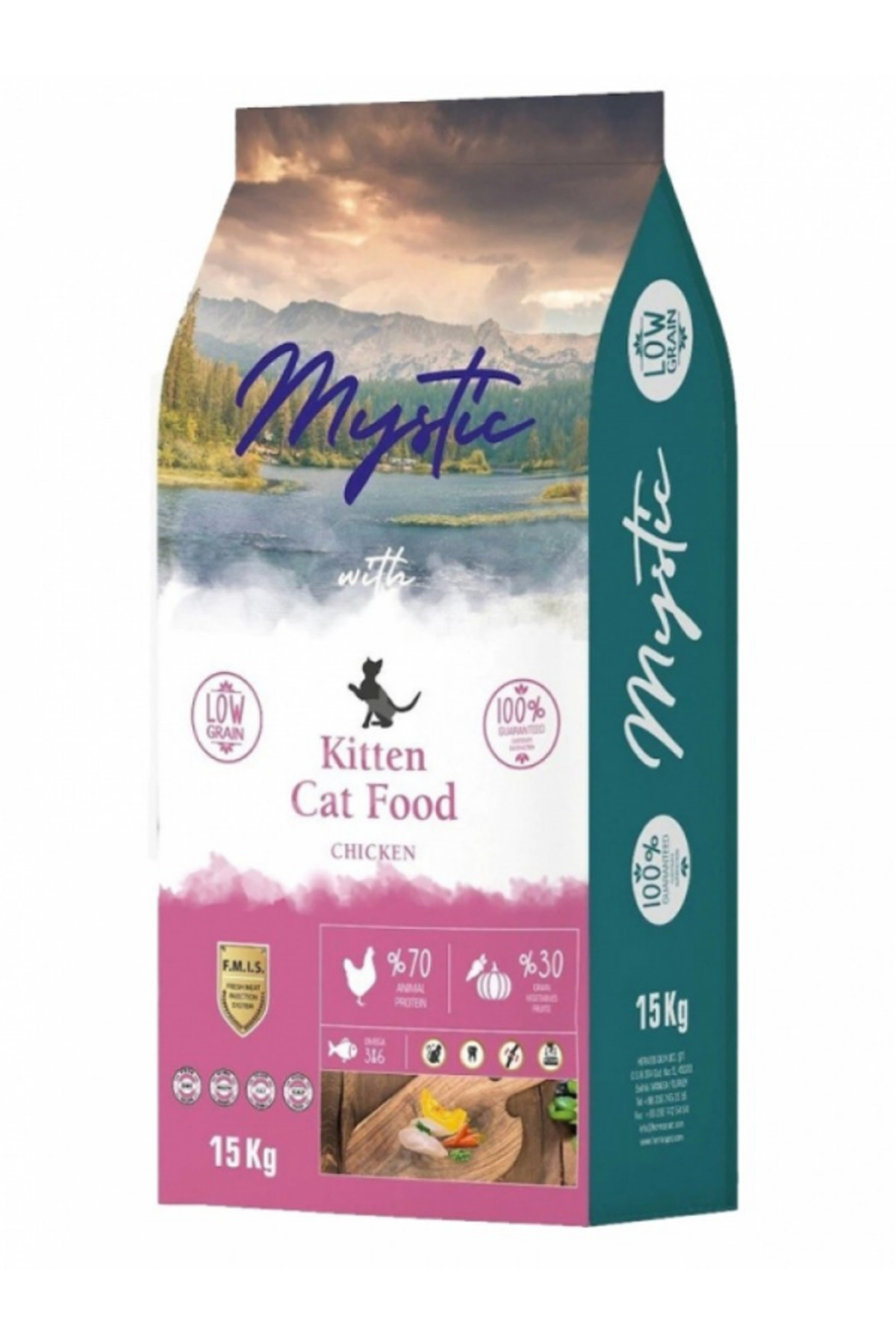 غذای خشک بچه‌گربه میستیک Mystic با طعم مرغ، ۱۵ کیلوگرم