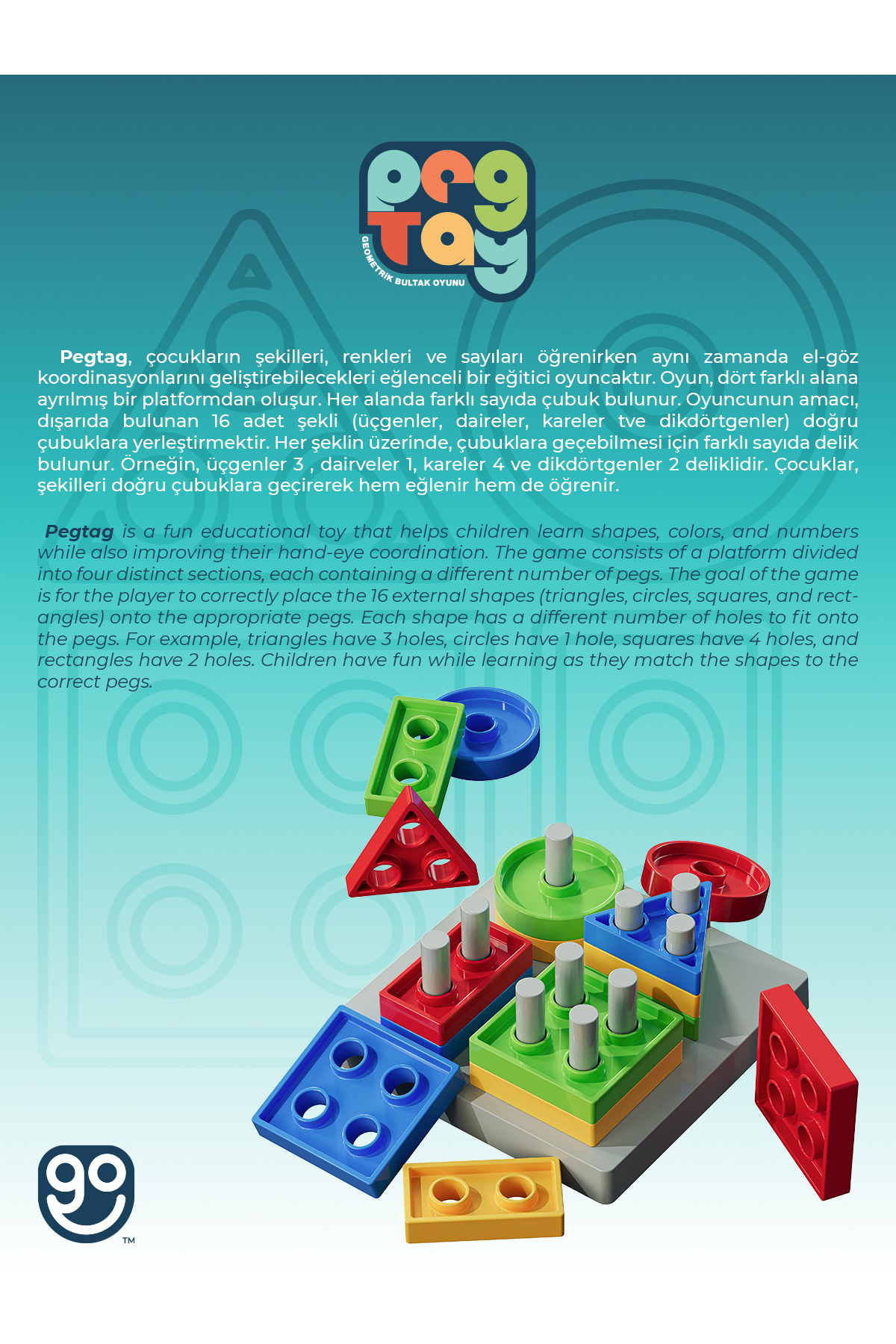 اسباب بازی آموزشی TAG PAG BULTIK شکل هندسی اورجینال Go Toys