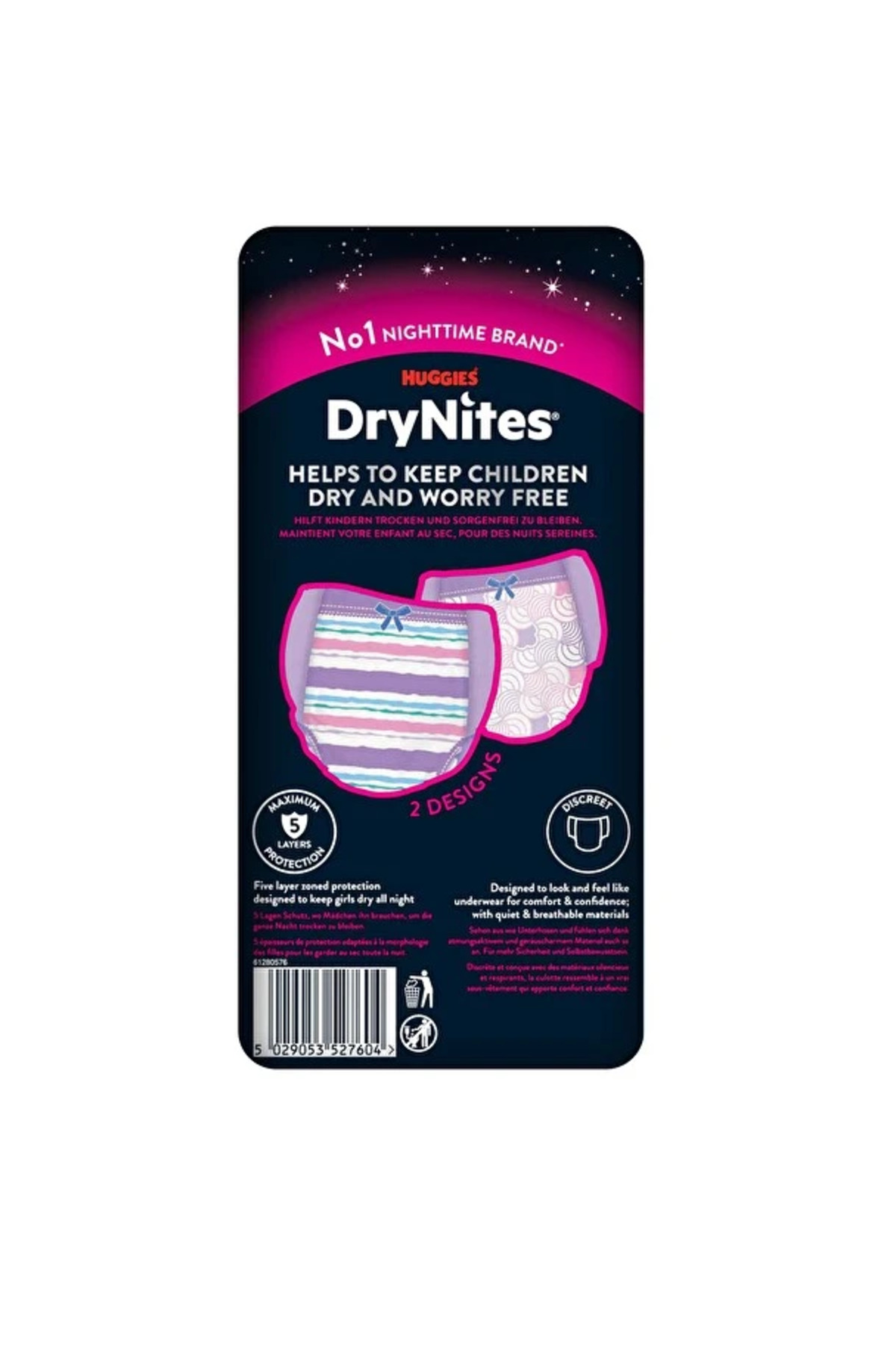 پوشک بچه شورت شبانه دخترانه 8 13 سال 9 پک DRYNITES اورجینال Huggies