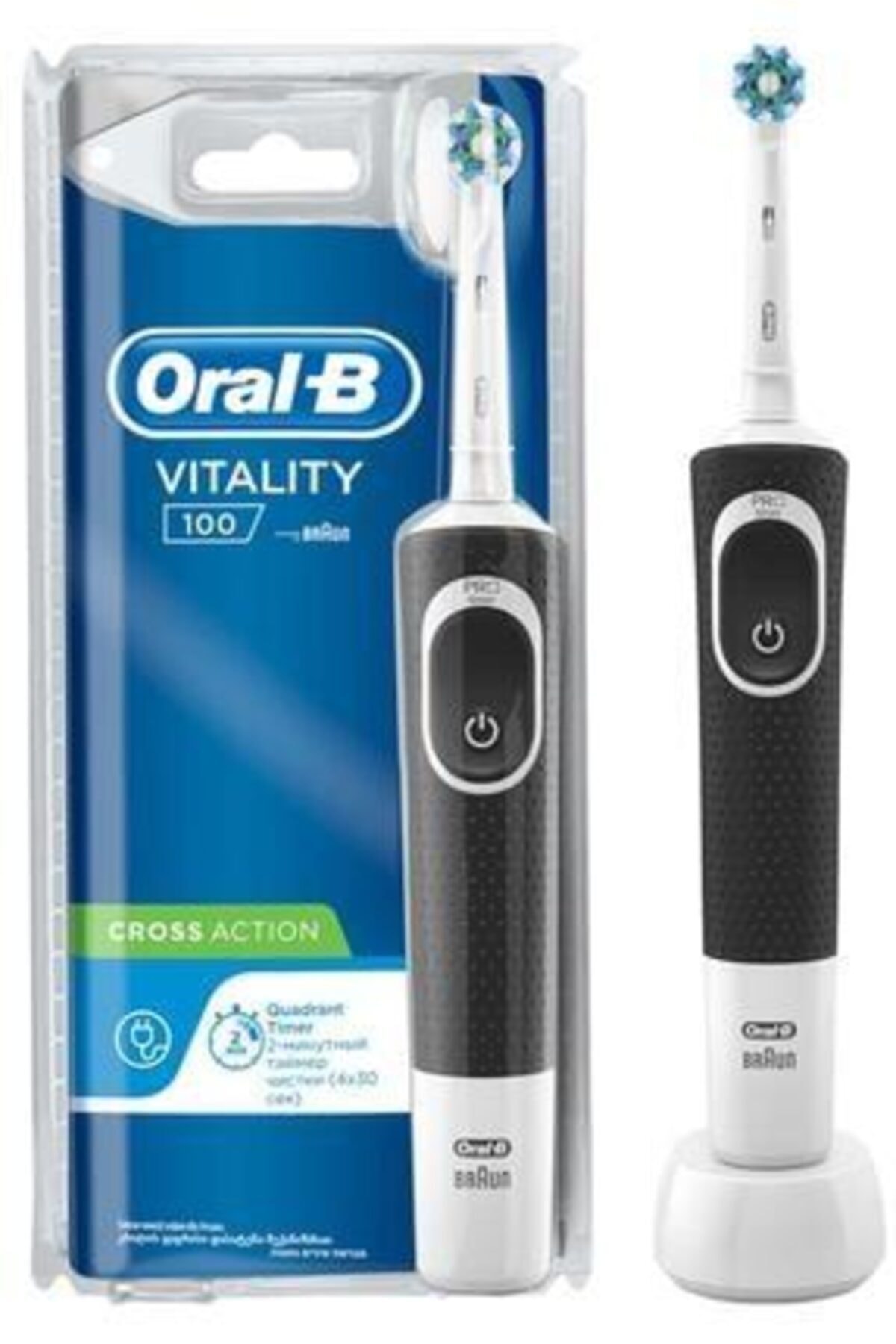مسواک باتری دار قابل شارژ VITALITY مشکی CROSSACTION Oral-B