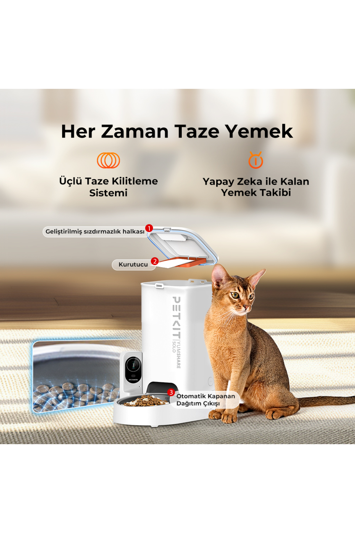 ظرف غذای هوشمند دوربین‌دار پت‌کیت Petkit Yumshare Solo، سفید