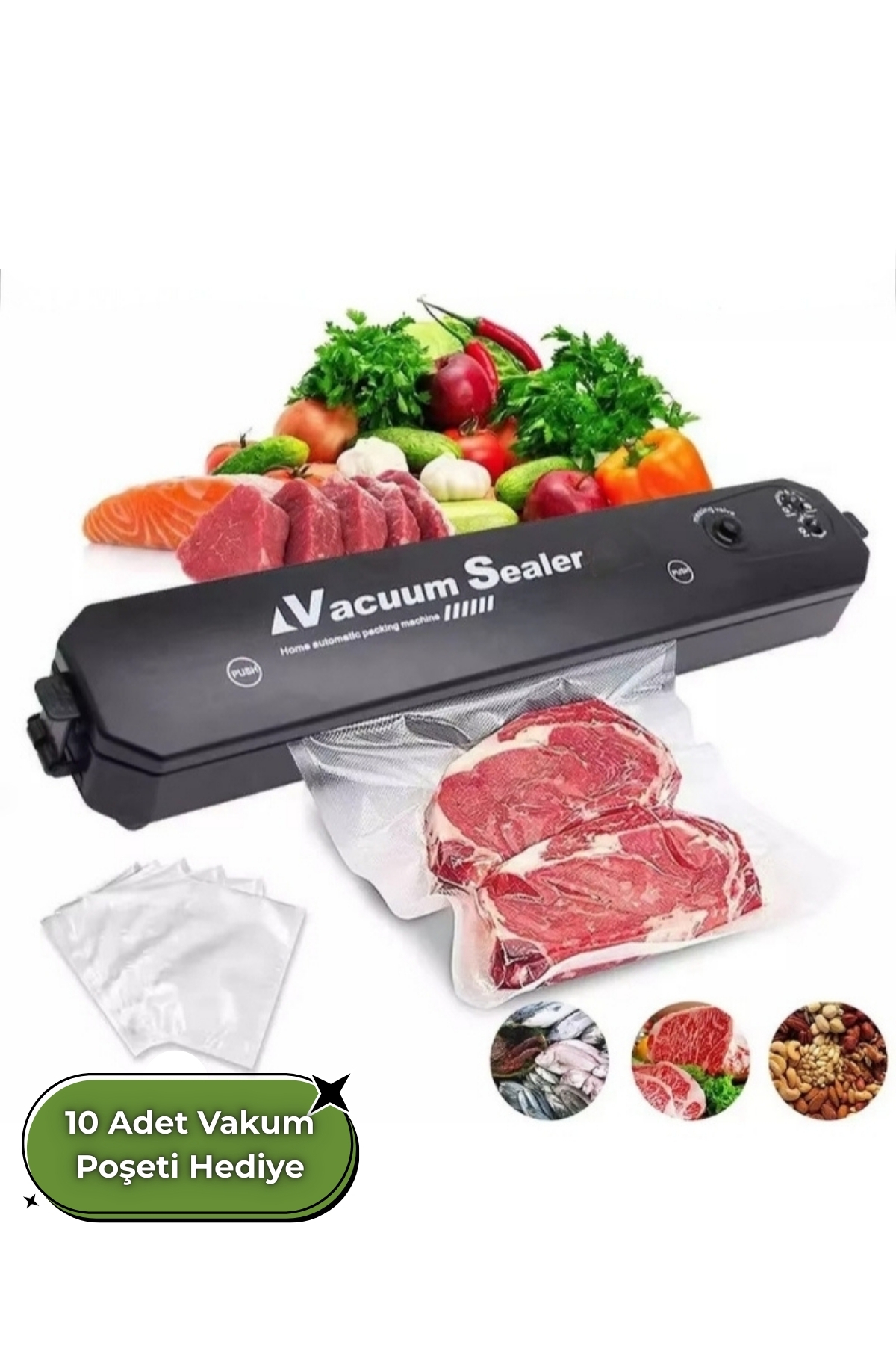 دستگاه وکیوم آب بندی غذا خانه و رستوران حفظ تازگی هدیه 10 کیسه اورجینال Vacuum Sealer