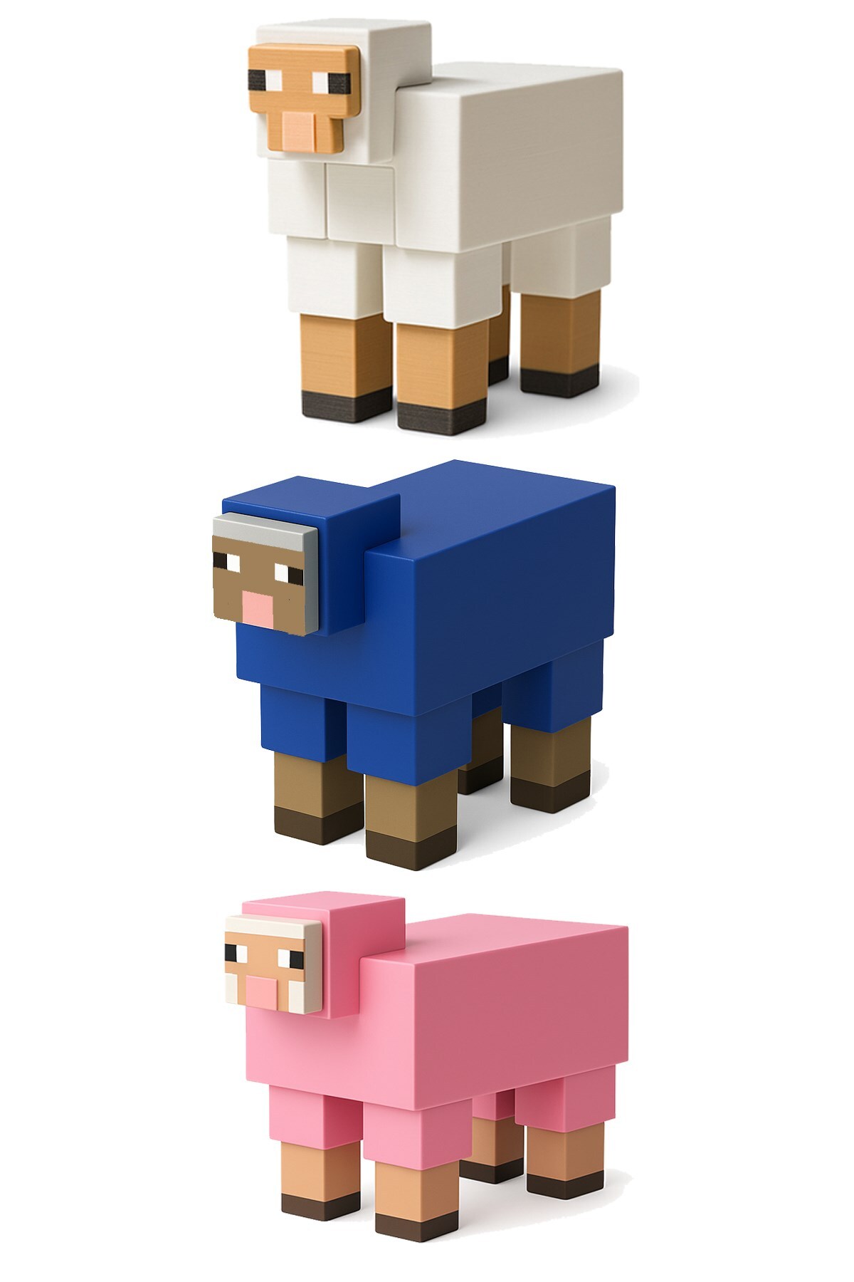 اسباب بازی های فیگور دیگر ست گوسفند MINECRAFT صورتی آبی سفید FigürDizayn