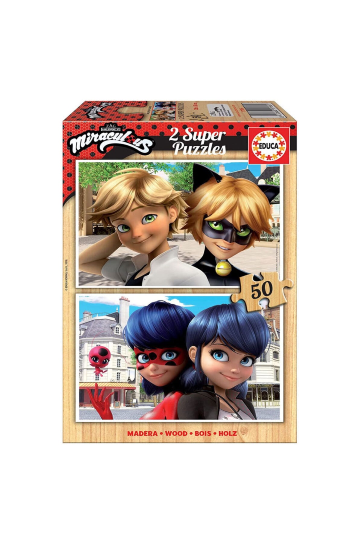 پازل ها و یاپبوزهای کودک 17956 LADYBUG WOOD 2X50 PIESH ادوکا اورجینال EDUCA
