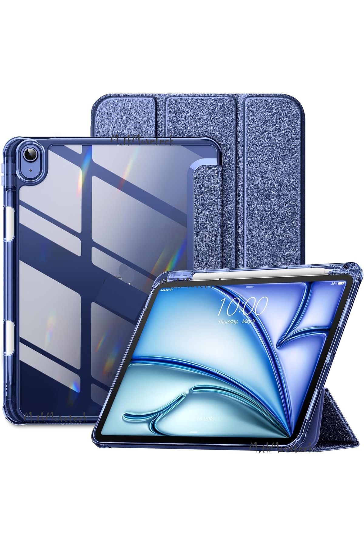 کاور تبلت IPAD AIR 4 5 6 نسل 11 M2 M3 محفظه شارژ قلم مغناطیسی حالت خواب هوشمند شفاف m.tk moveteck