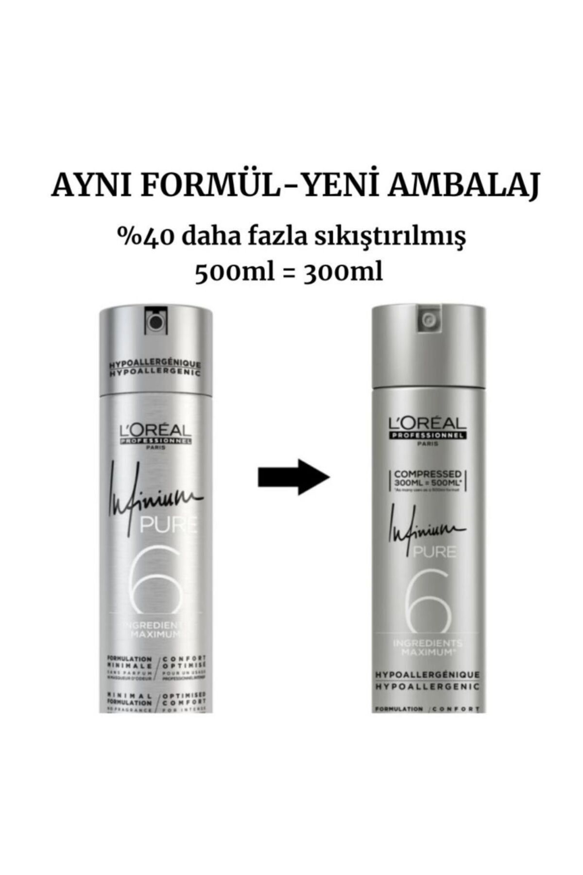 اسپری مو INFINIUM PURE FORT 300 میل بسته بندی جدید L'oreal Professionnel
