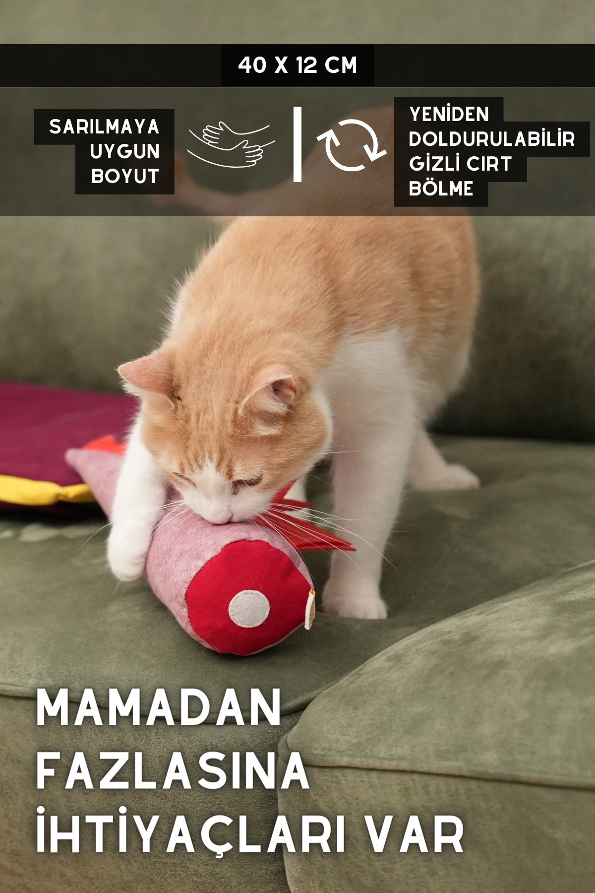 اسباب‌بازی گربه پاوداز Pawdaz Matatabi Dino، صورتی، ۴۰×۱۲ سانتی‌متر