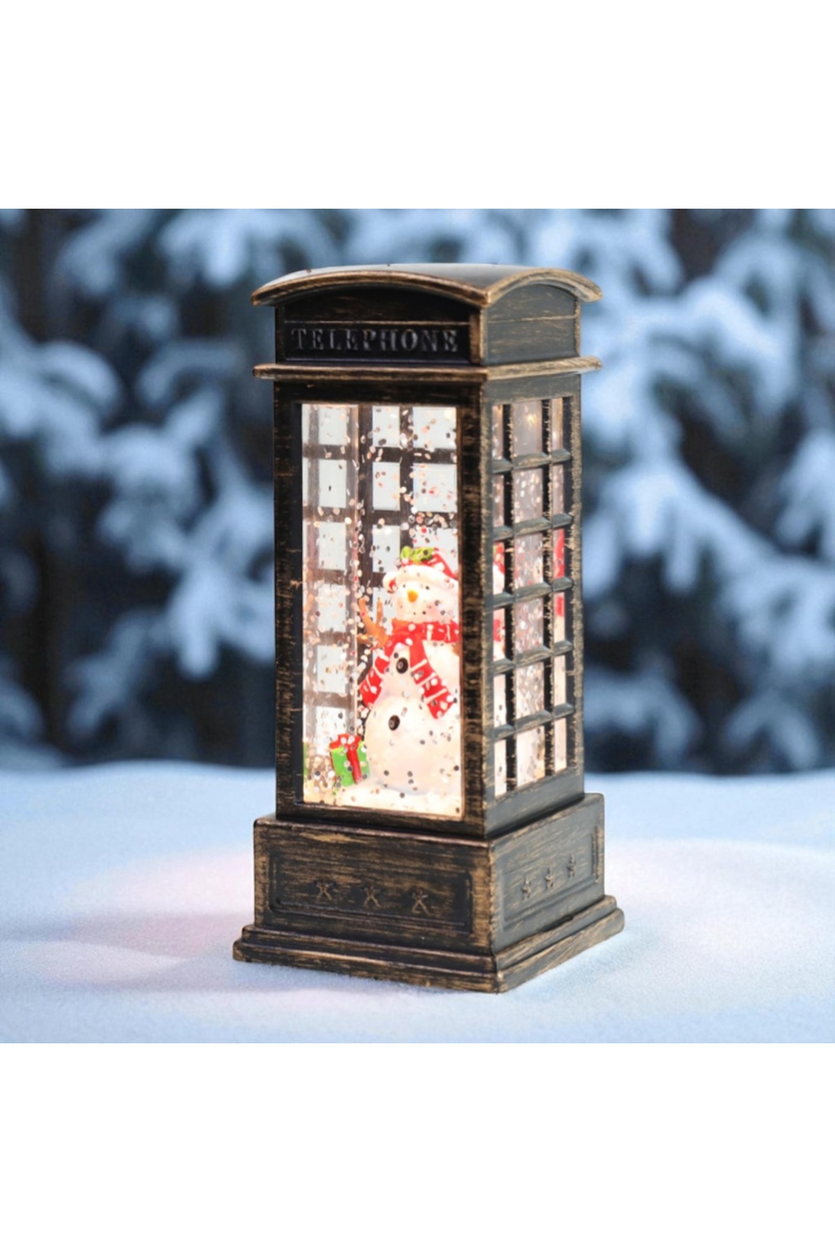 گوی برفی SNOW GLOBE روشن با باجه تلفن مفهومی سال نو VIP 14 سانتی متر از ترکیه Kuzey Tacı