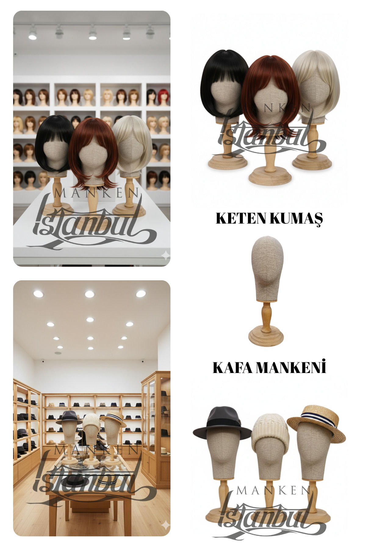 فیگور مانکن سر برای کلاه گیس لوازم جانبی مو و – پایه تزئینی Manken İstanbul