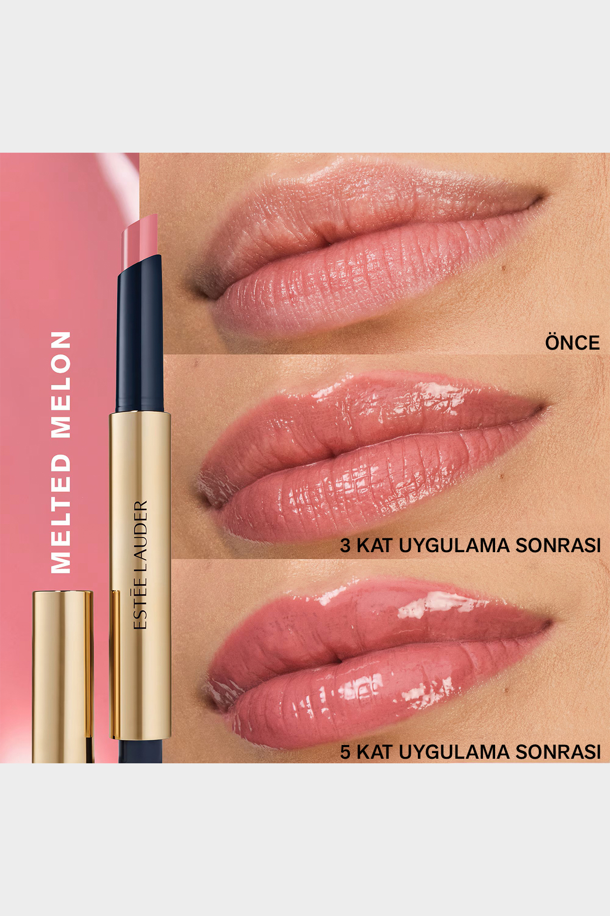 رژ لب ذوب رنگ خالص ON TRINKER مؤثر GLOSTICK DOLGIZER رنگ: 390 خربزه شده Estee Lauder