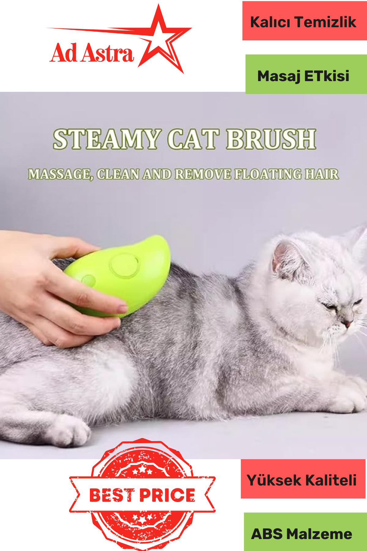 شانه بخاردار گربه و سگ گری کت Grey Cat از جنس ABS