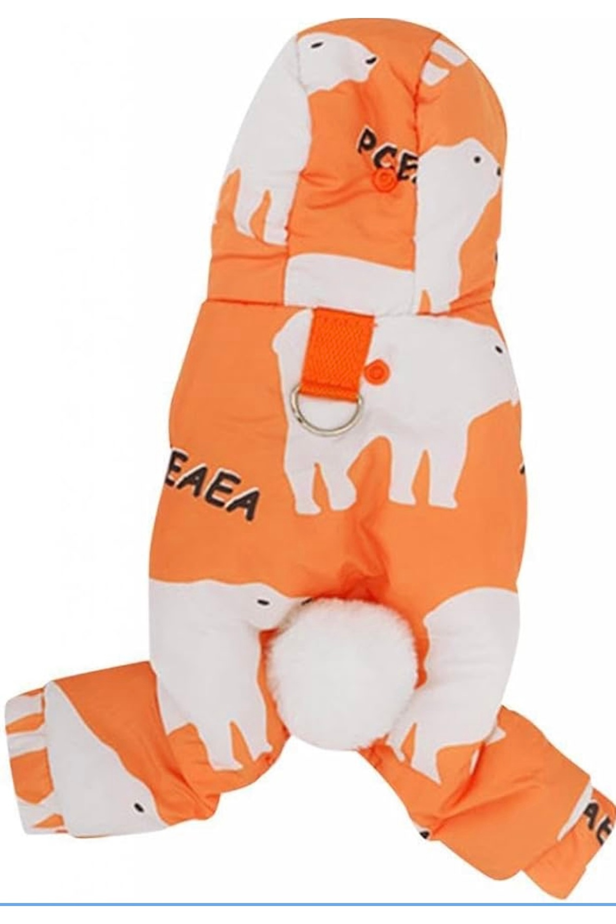 سرهمی زمستانی سگ پاو بوتیک Paw Butik مدل mk5432، نارنجی با طرح خرس قطبی و آستر پلار