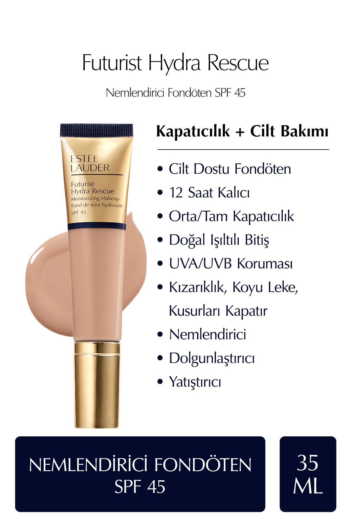 هیدراته کننده و پایه آرایشی SPF 45 FUTURIST HYDRA RESCUE 35 میلی لیتر رنگ: 3N2 گندم استی لادر Estee Lauder