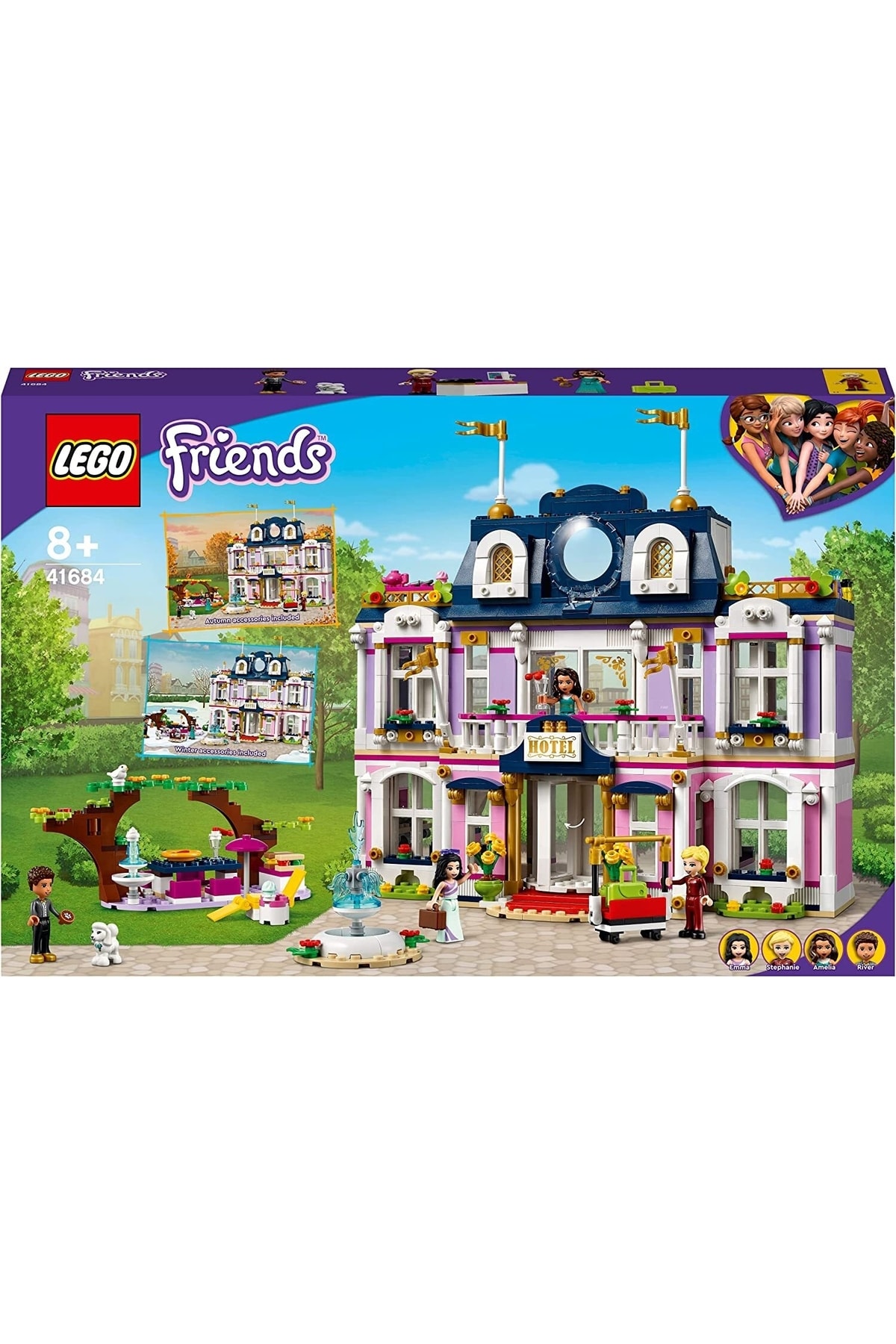 لگو و اسباب بازی های ساخت محور ® FRIENDS GRAND HEARTLAKE CITY HOTEL 41684 EMMA, ​​STEPHANIE, RIVER AND AMELIA INSERT MINI DOLLS از ترکیه LEGO
