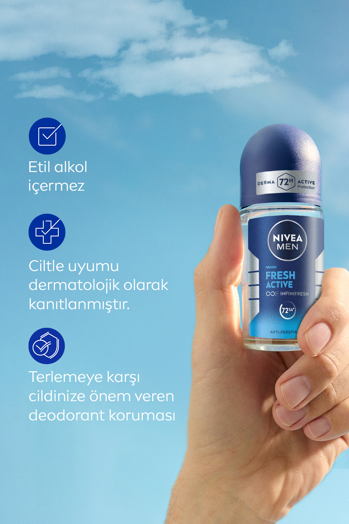 دئودورانت رول آن مردانه مدل Fresh Active حجم 50 میلی لیتر با 72 ساعت محافظت در برابر تعریق نیوآ Nivea