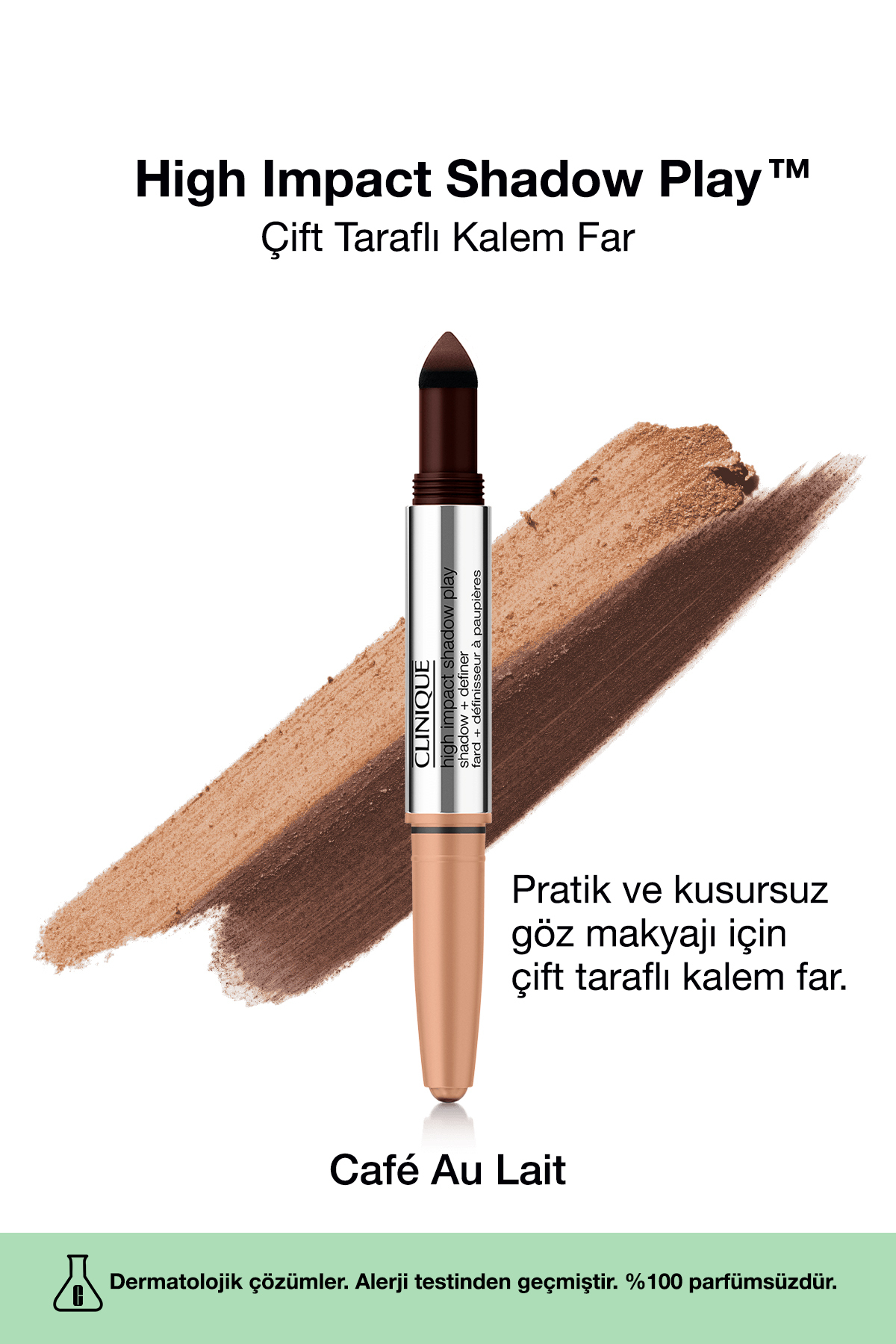 سایه چشم نمایش ای با ضربه زیاد قلم دو طرفه پاییز CAFÉ AU LAIT 4ML Clinique