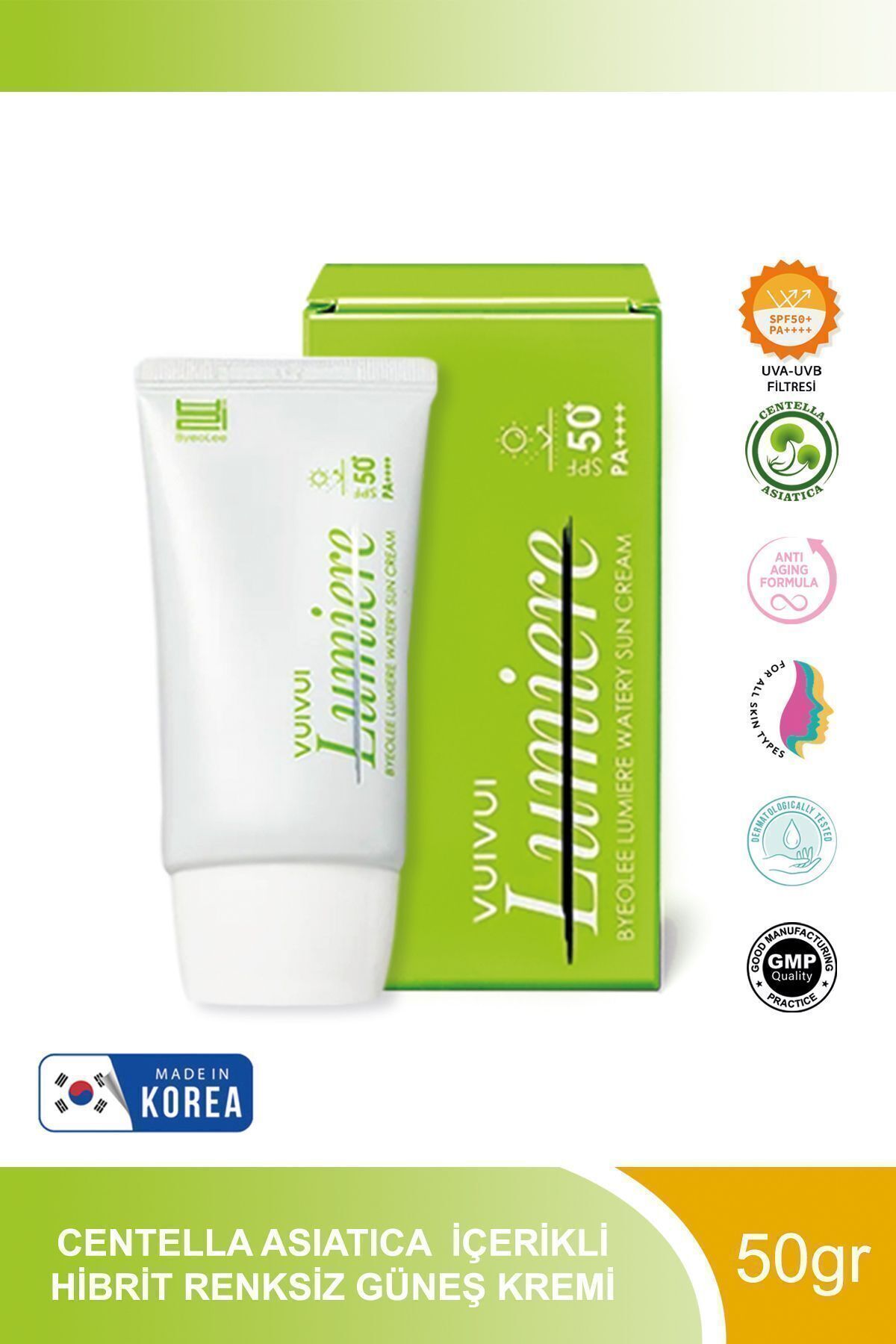 کرم ضد آفتاب بدن CENTELLA ASIATICA CICA ترکیبی بی رنگ صورت صاف و روشنگر کره SPF50 PA 50GR سنتلا byeolee