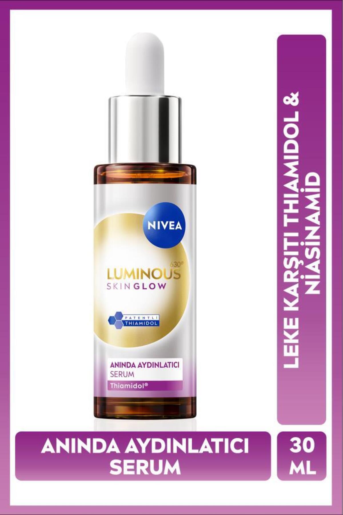 سرم پوست LUMINOUS630 درخشش فوری 30 میل تن برابر تیامیدول نیازینامید ALOEVERA NIVEA