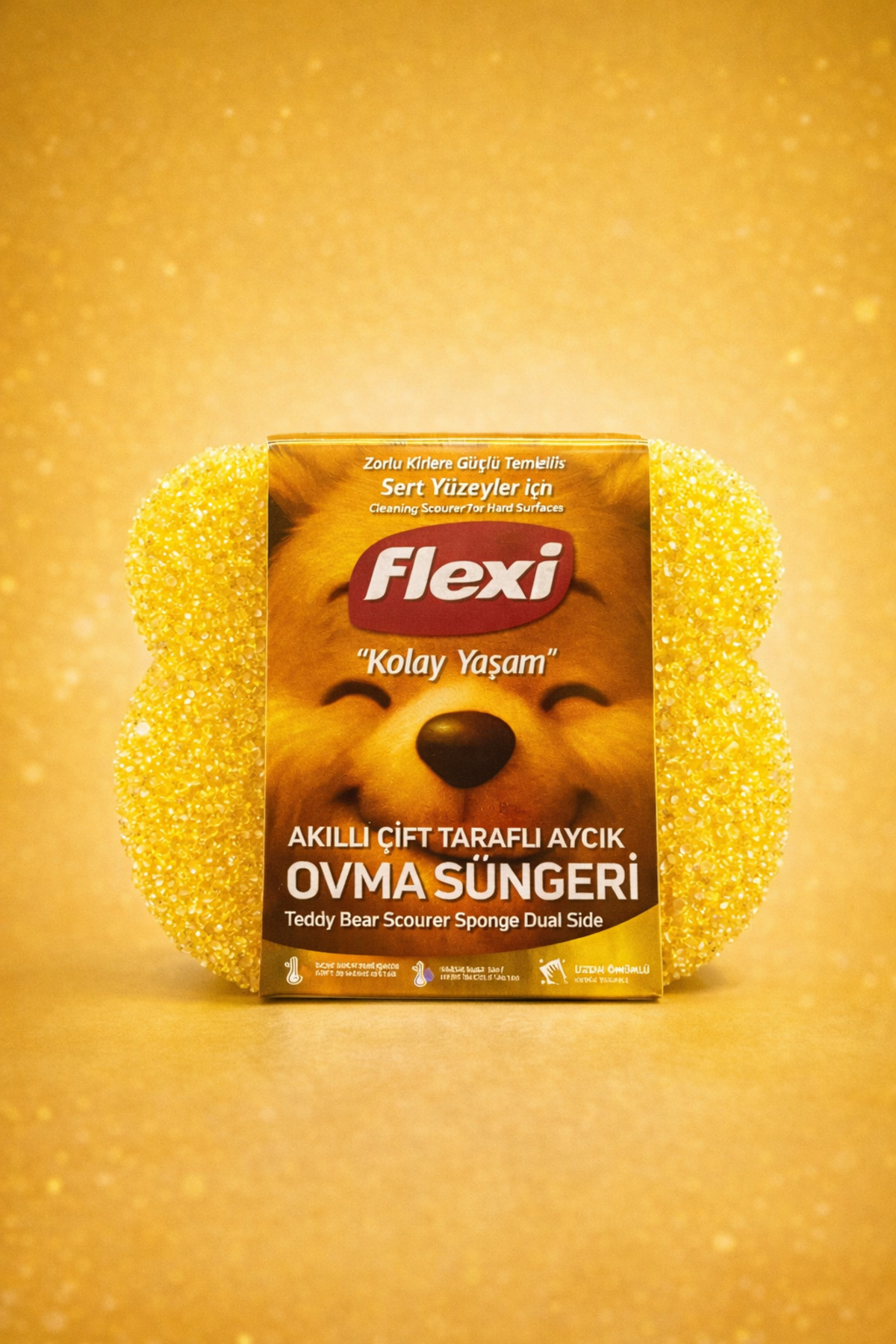اسفنج سابنده دوطرفه طرح خرس عروسکی فلکسی Flexi، نرم در آب گرم و سفت در آب سرد