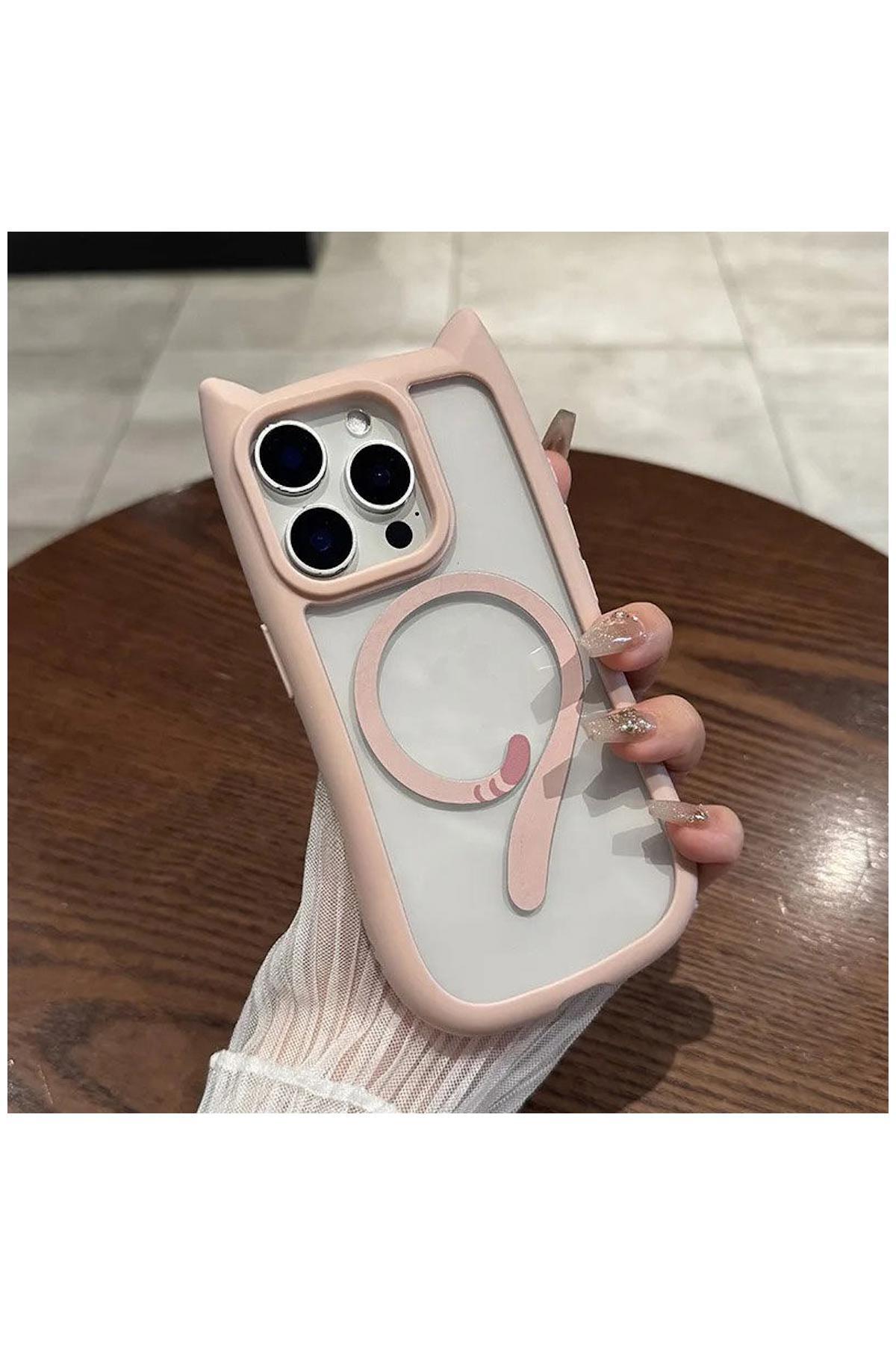 کاور و قاب سازگار APPLE IPHONE 15 PRO MAX سیلیکونی ZEBANA MAGICAT پشتیبانی از شارژ بی سیم صورتی اورجینال Zebana