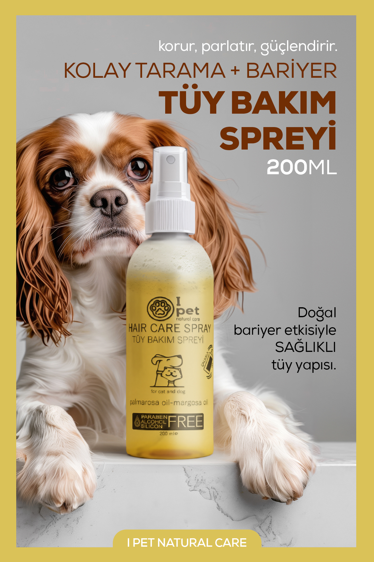 اسپری براق‌کننده و تسهیل شانه‌کردن موی سگ و گربه آی پت نچرال کر I PET NATURAL CARE، ۲۰۰ میلی‌لیتر